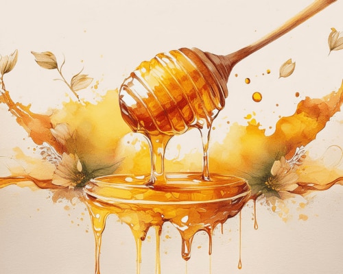 Watercolor illustration of Manuka honey