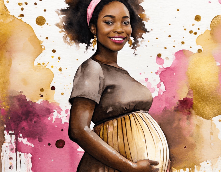 Happy African American pregnant woman