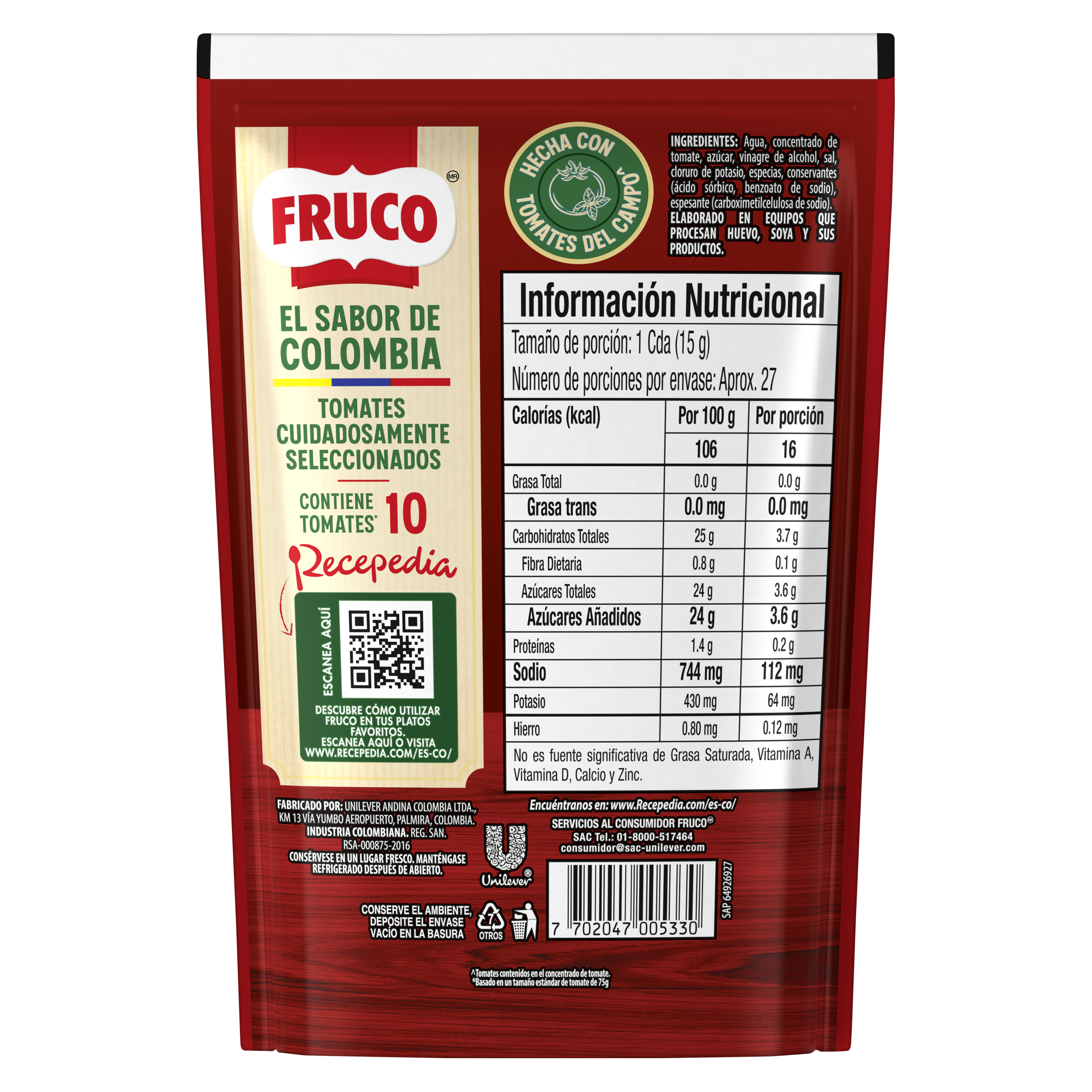 Salsa De Tomate Fruco Doypack 400g