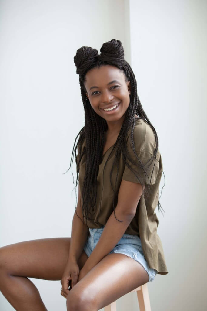 modelo de coque duplo com box braids