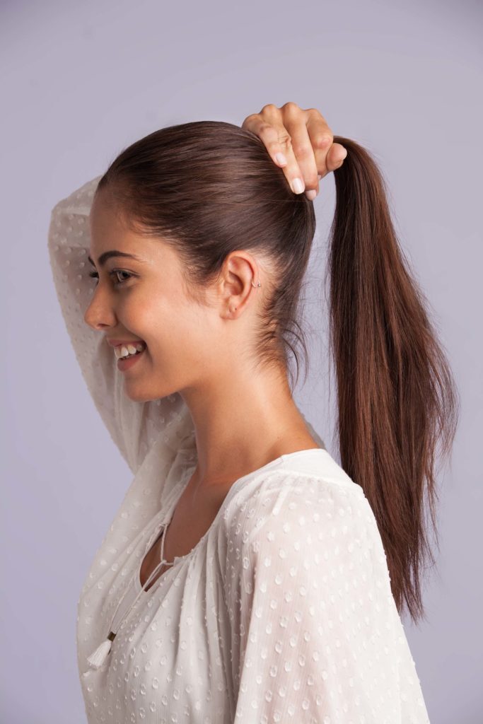 modelo de rabo de cavalo com volume, passo 2