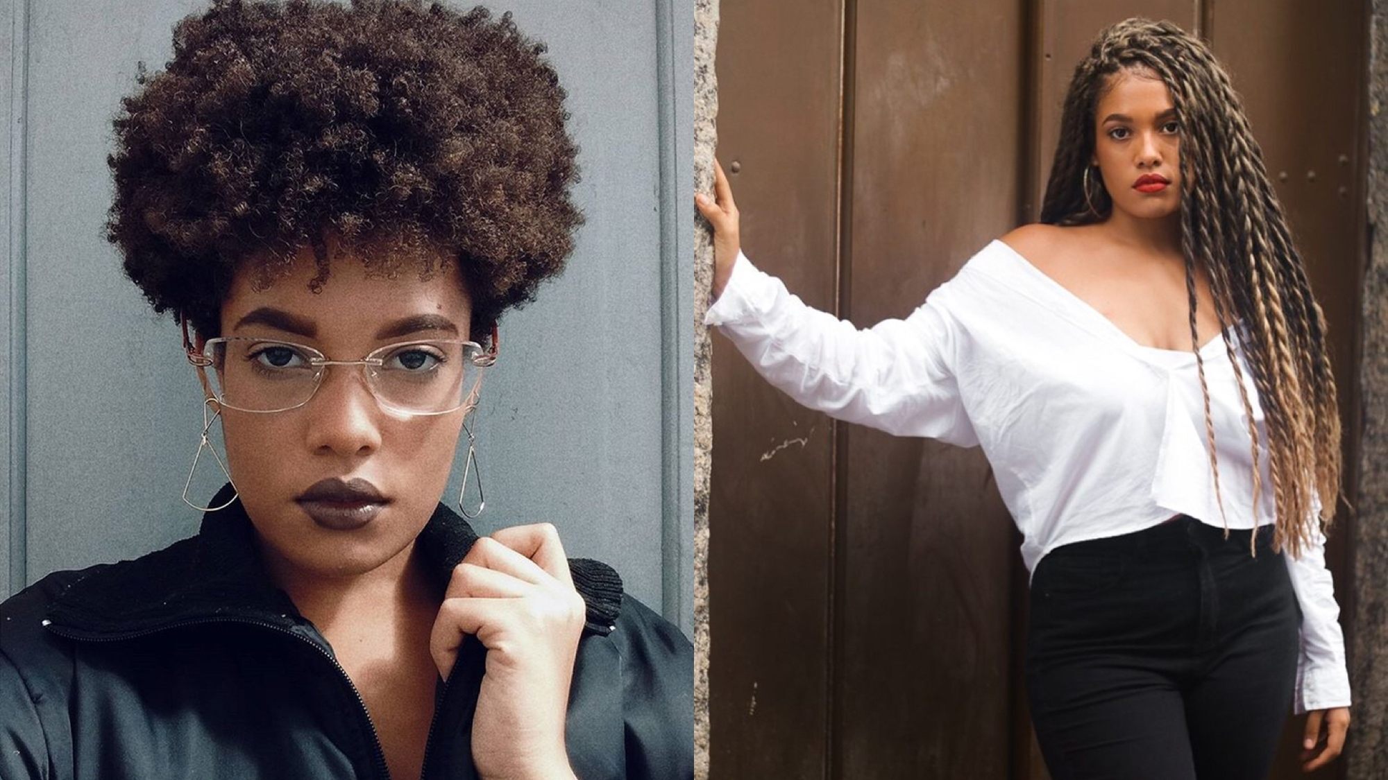 Cabelo crespo afro e box braids twits
