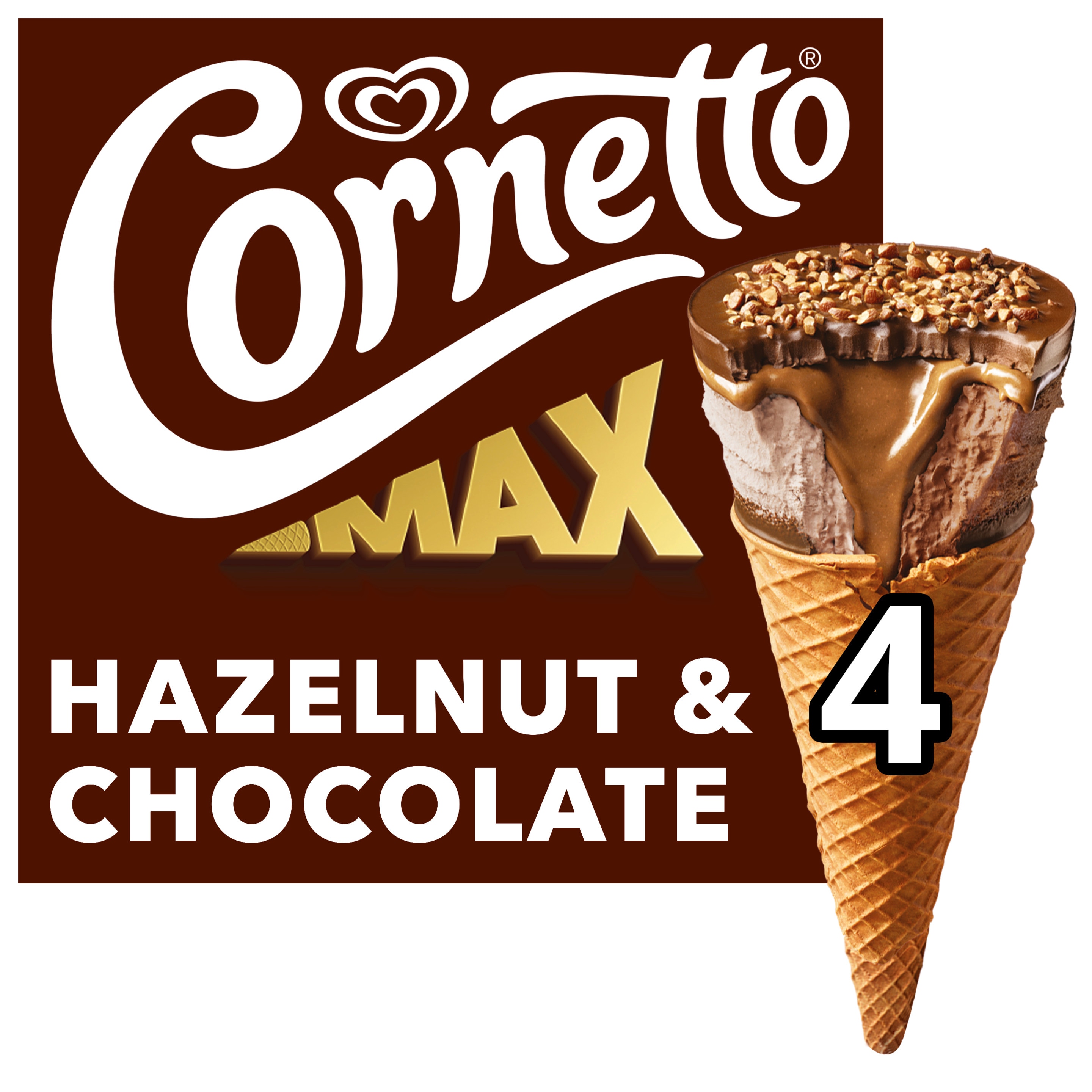 Cornetto Max Chocolate & Hazelnut 4er Pack 360 ml - Langnese Deutschland