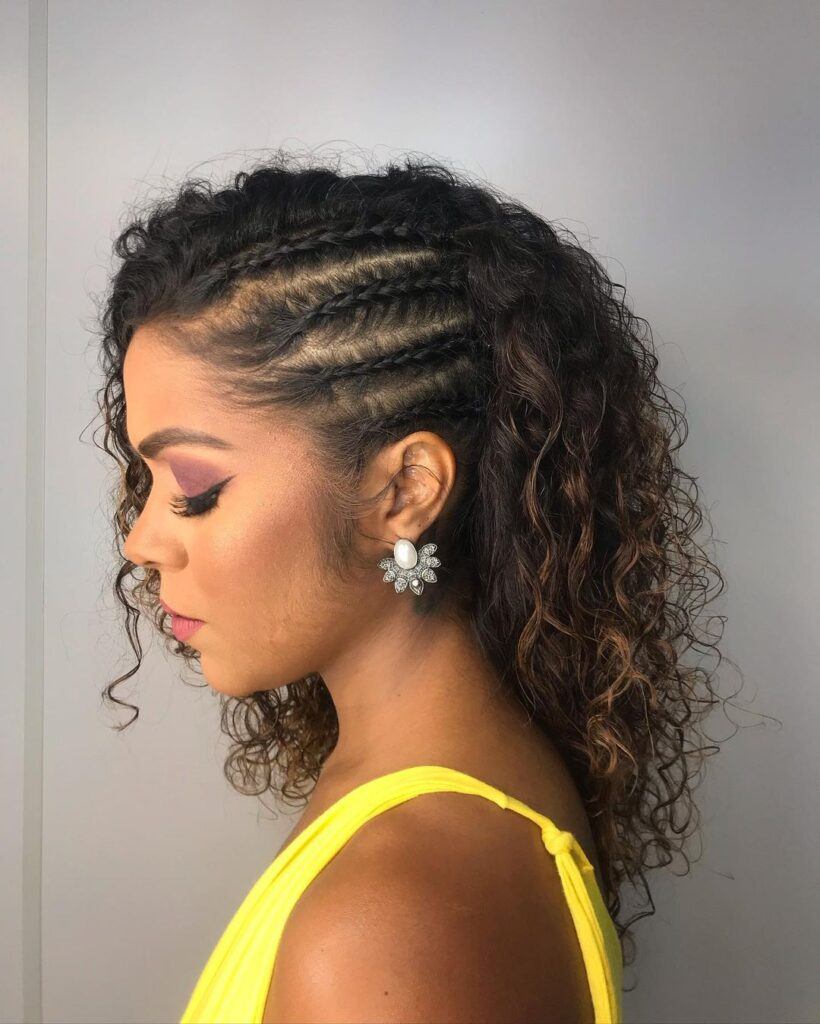 penteado-solto-com-trança-simples-cabelo-cacheado
