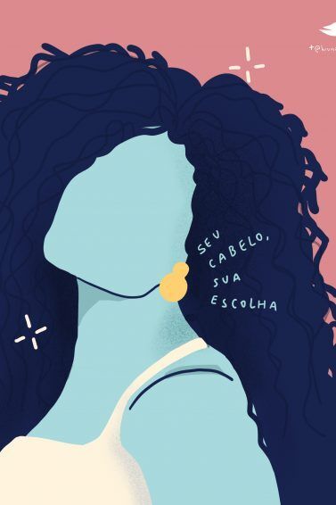 ilustração de mulher com cabelo cacheado longo