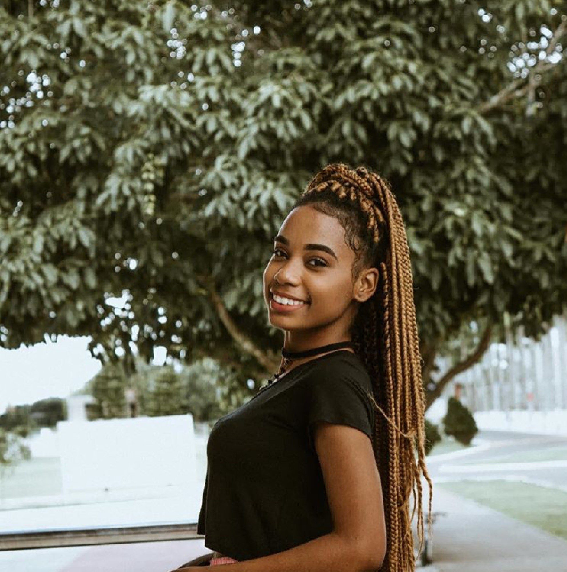 Box braids finalizadas com baby hair