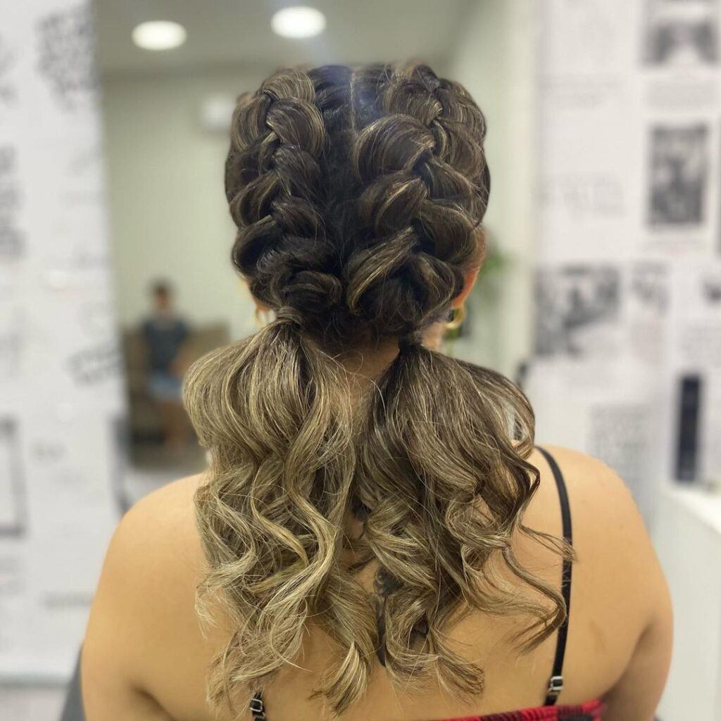 trança boxeadora coração para penteado de festa junina