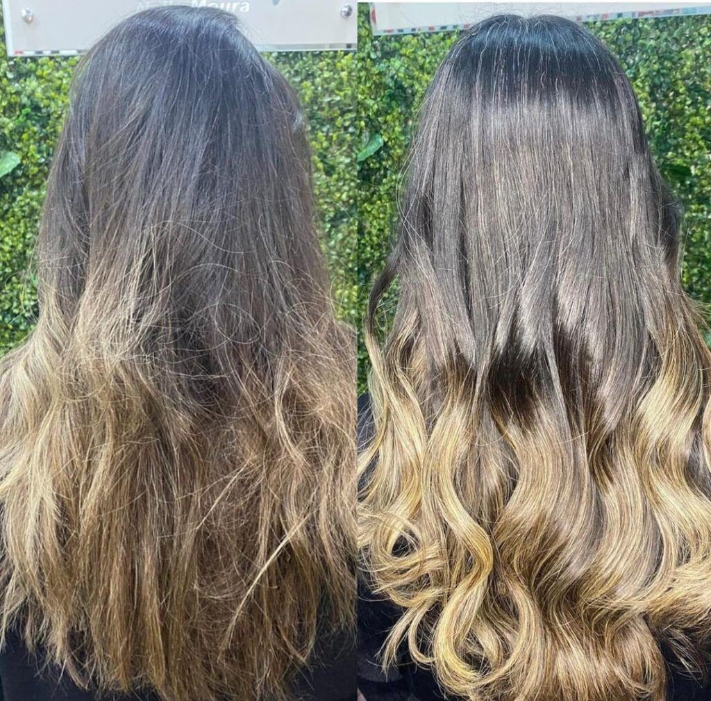antes e depois de cauterização capilar