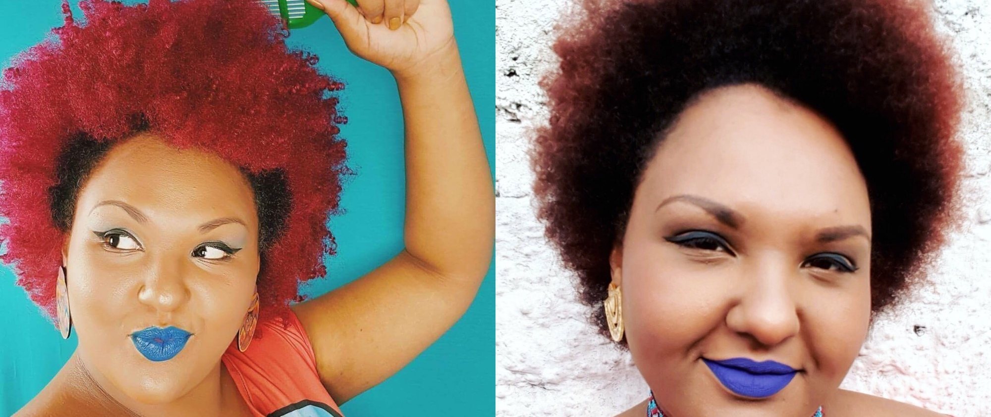 Cabelo crespo black power vermelho
