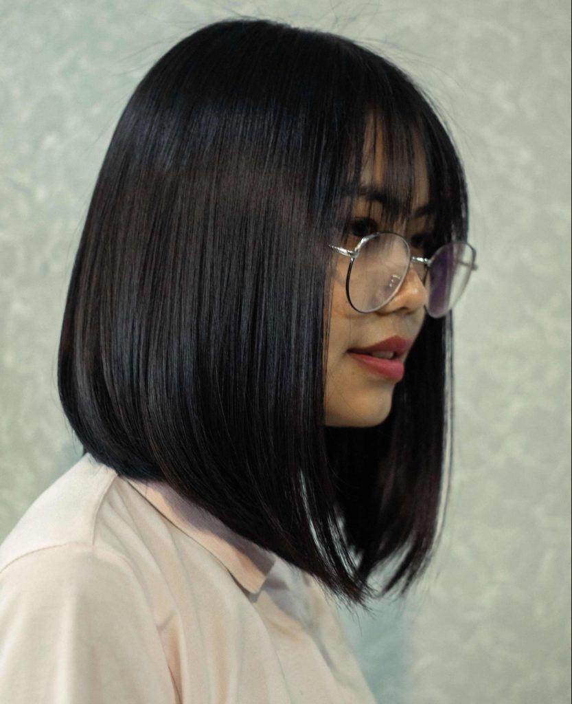 Cabelo chanel de bico com franja
