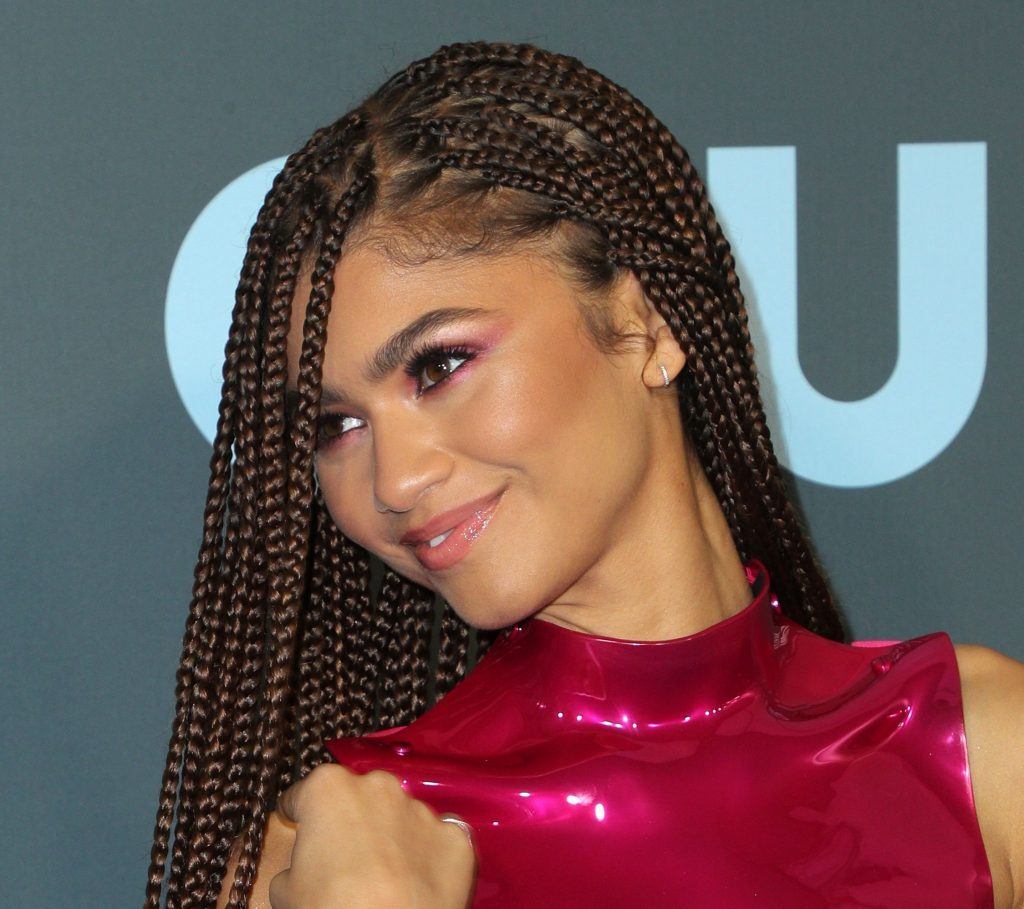 Zendaya exibe cabelo com tranças box braids e baby hair