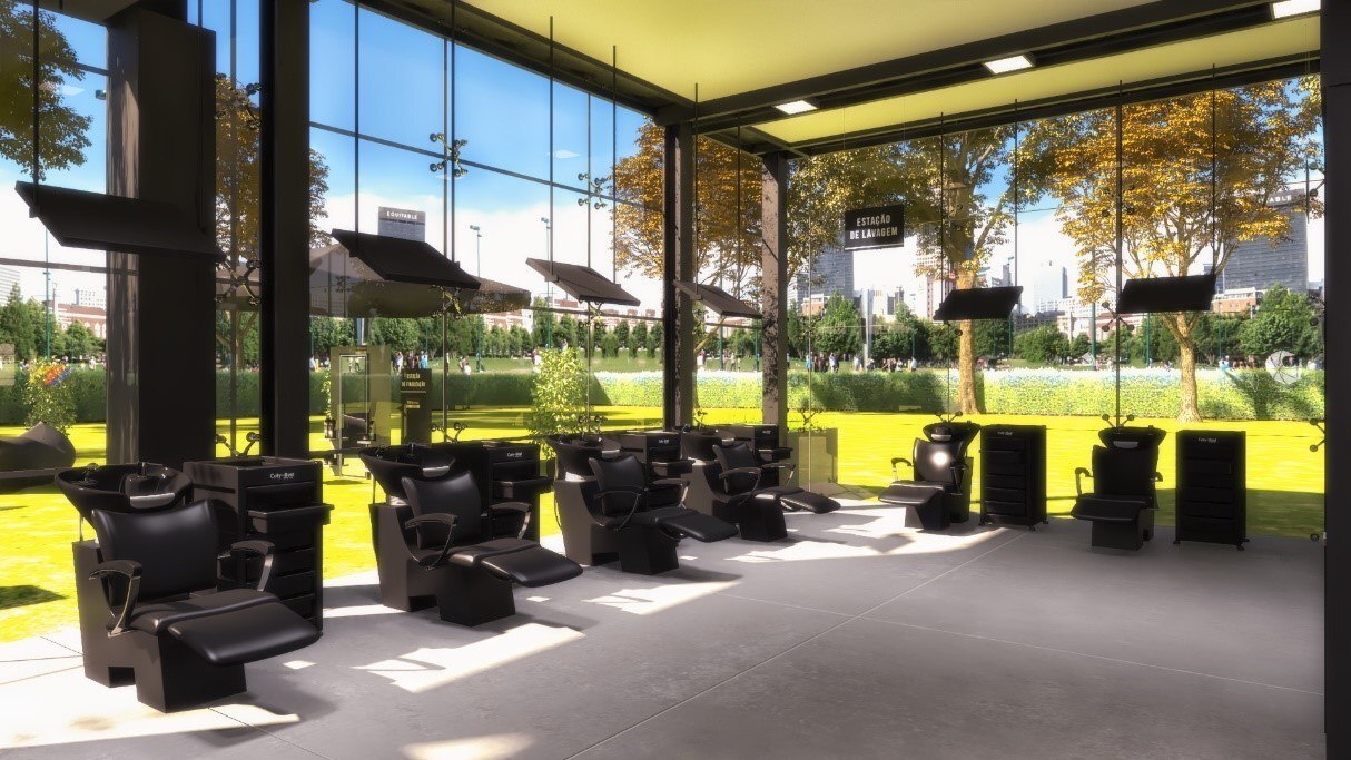 estação de lavagem de cabelo no studio tresemme