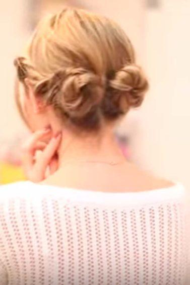 Penteado de noiva com trança e coque duplo