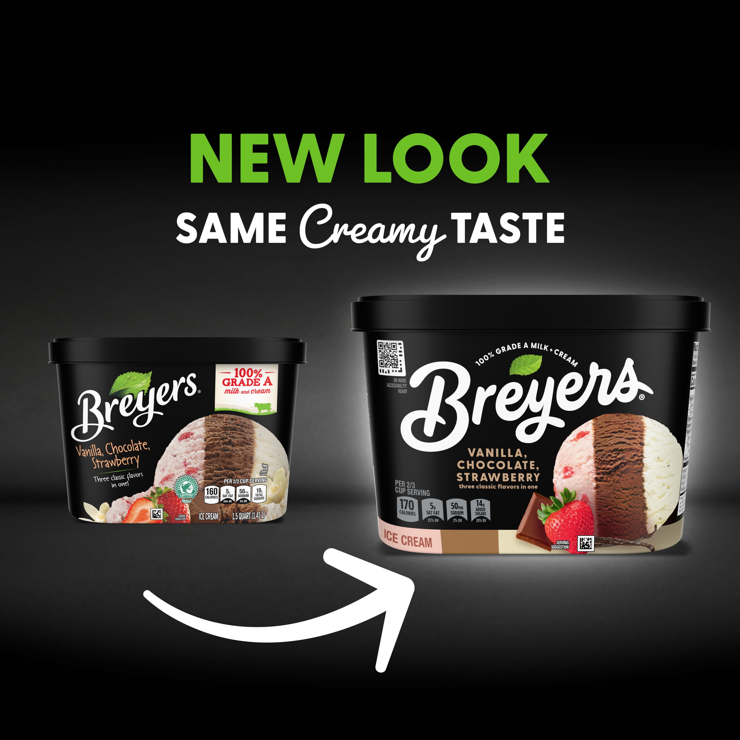 A visual highlighting the new Breyers pack design