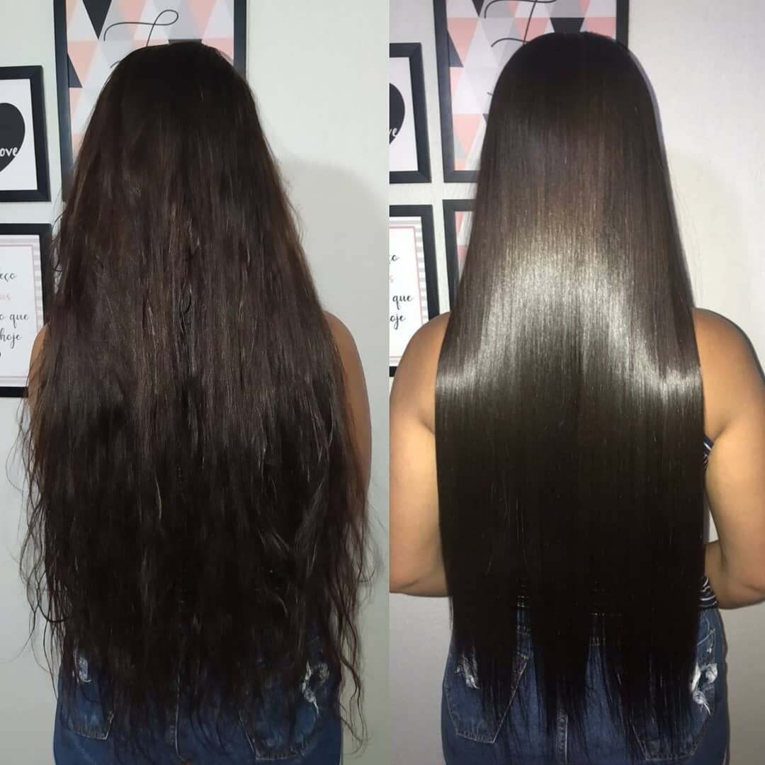 Fotos de antes e depois da escova progressiva no cabelo