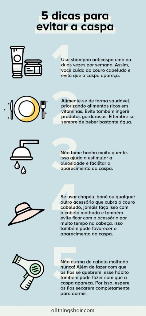 infográfico com dicas de como evitar a caspa