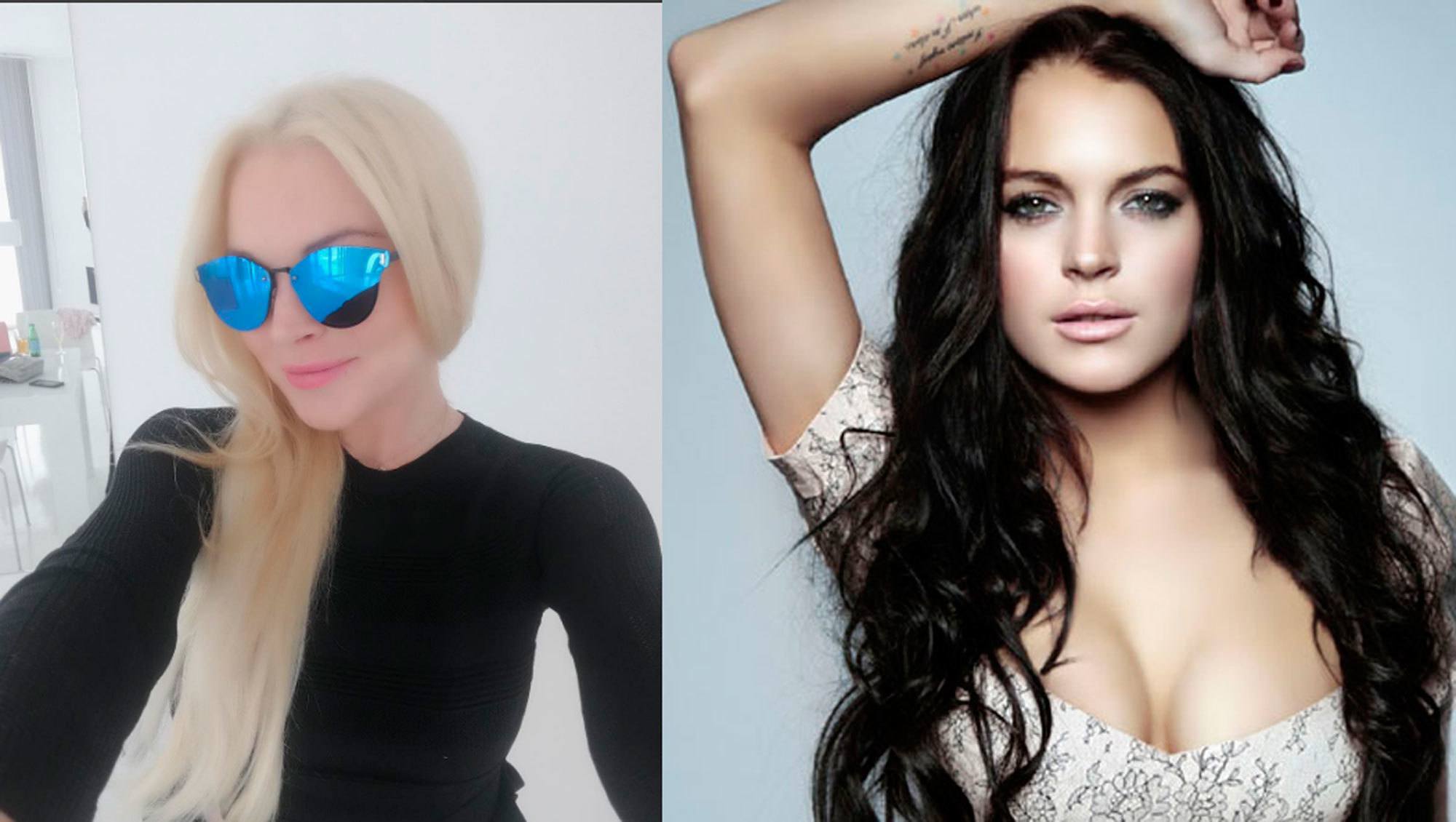 duas fotos da modelo loira ou morena