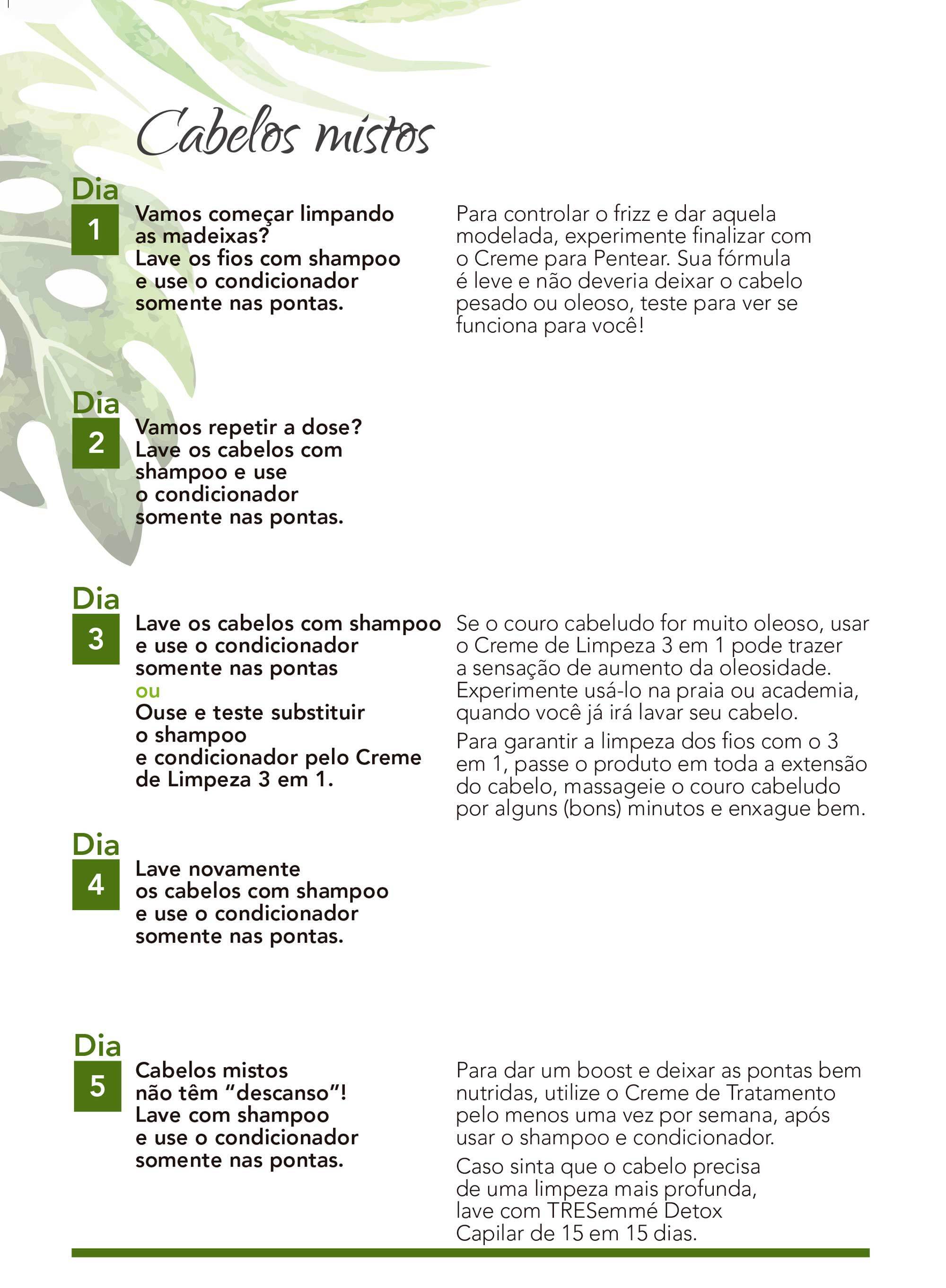 Instruções para uso do TRESemmé Baixo Poo Nutrição