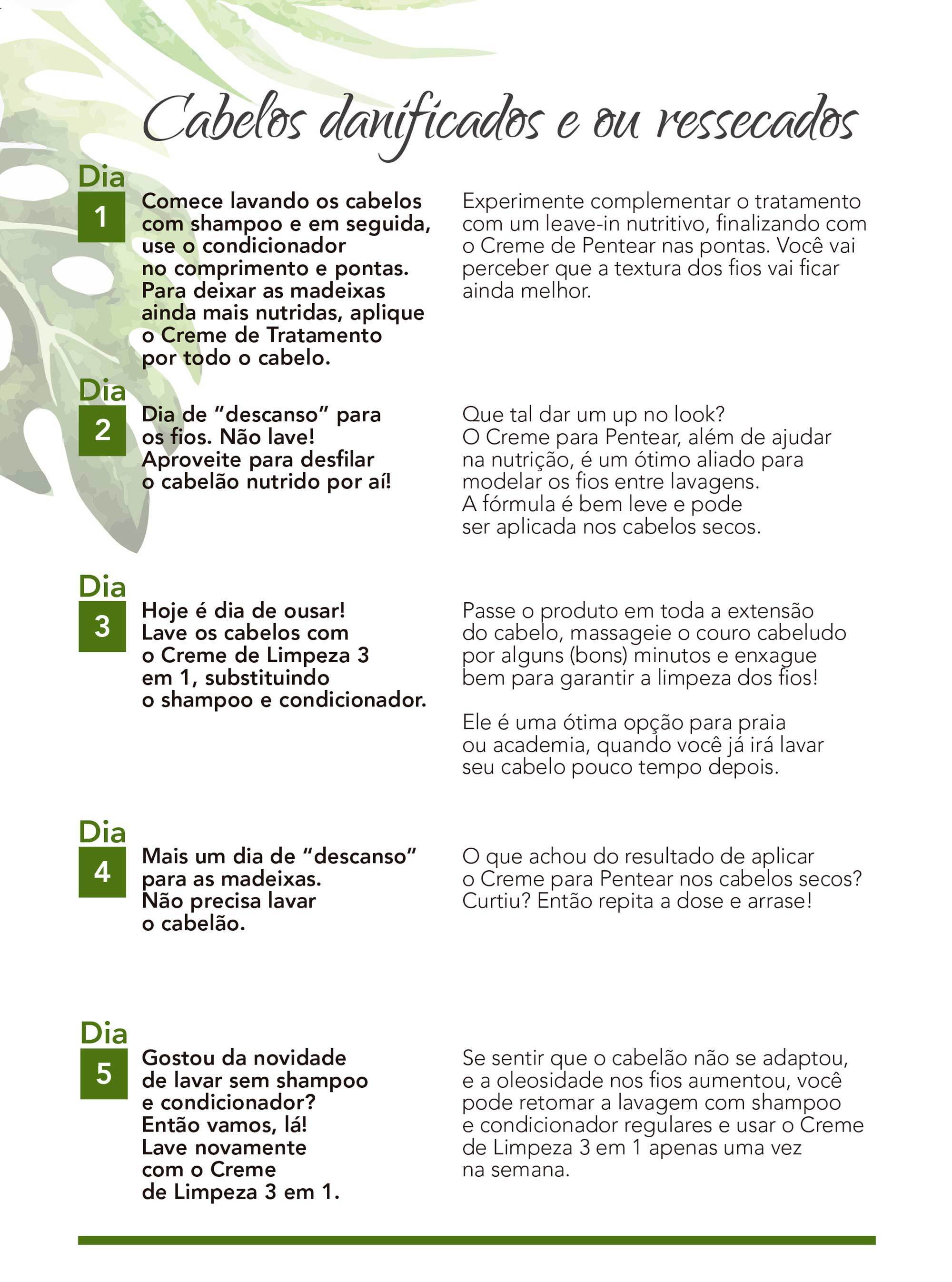 Instruções para uso do TRESemmé Baixo Poo Nutrição