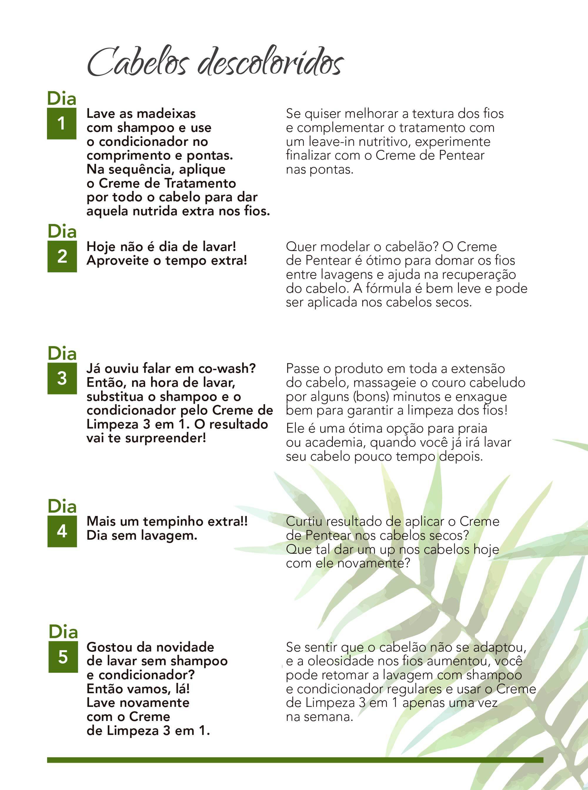 Instruções para uso do TRESemmé Baixo Poo Nutrição