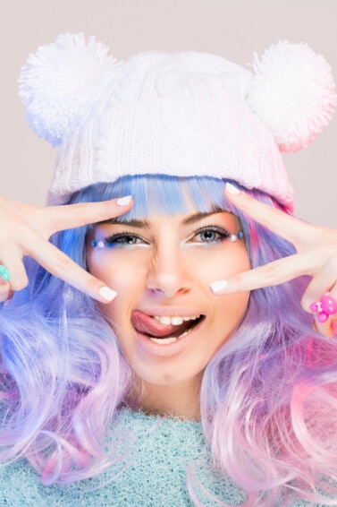 Rainbow hair.