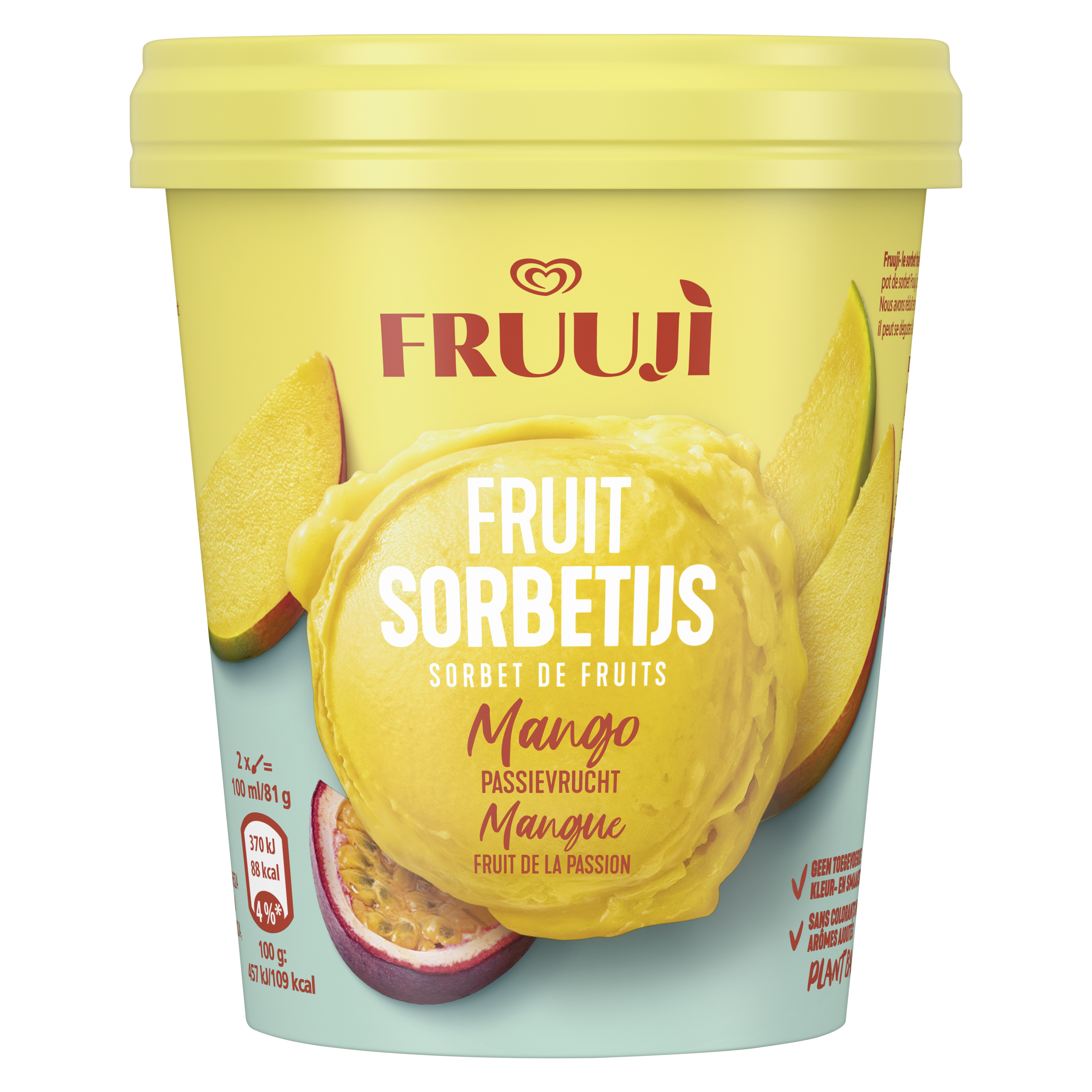 Ola Fruuji sorbetijs mango passievrucht pint