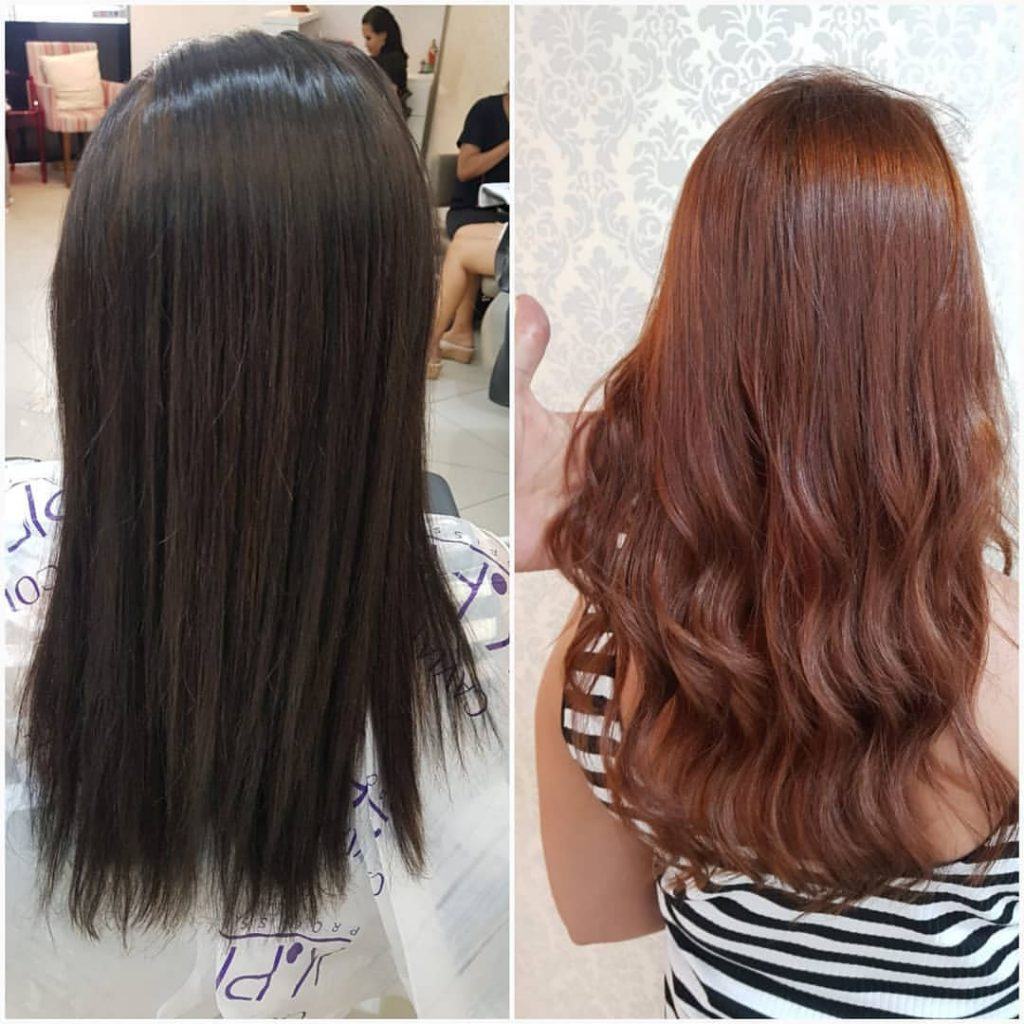 antes e depois de decapagem no cabelo preto