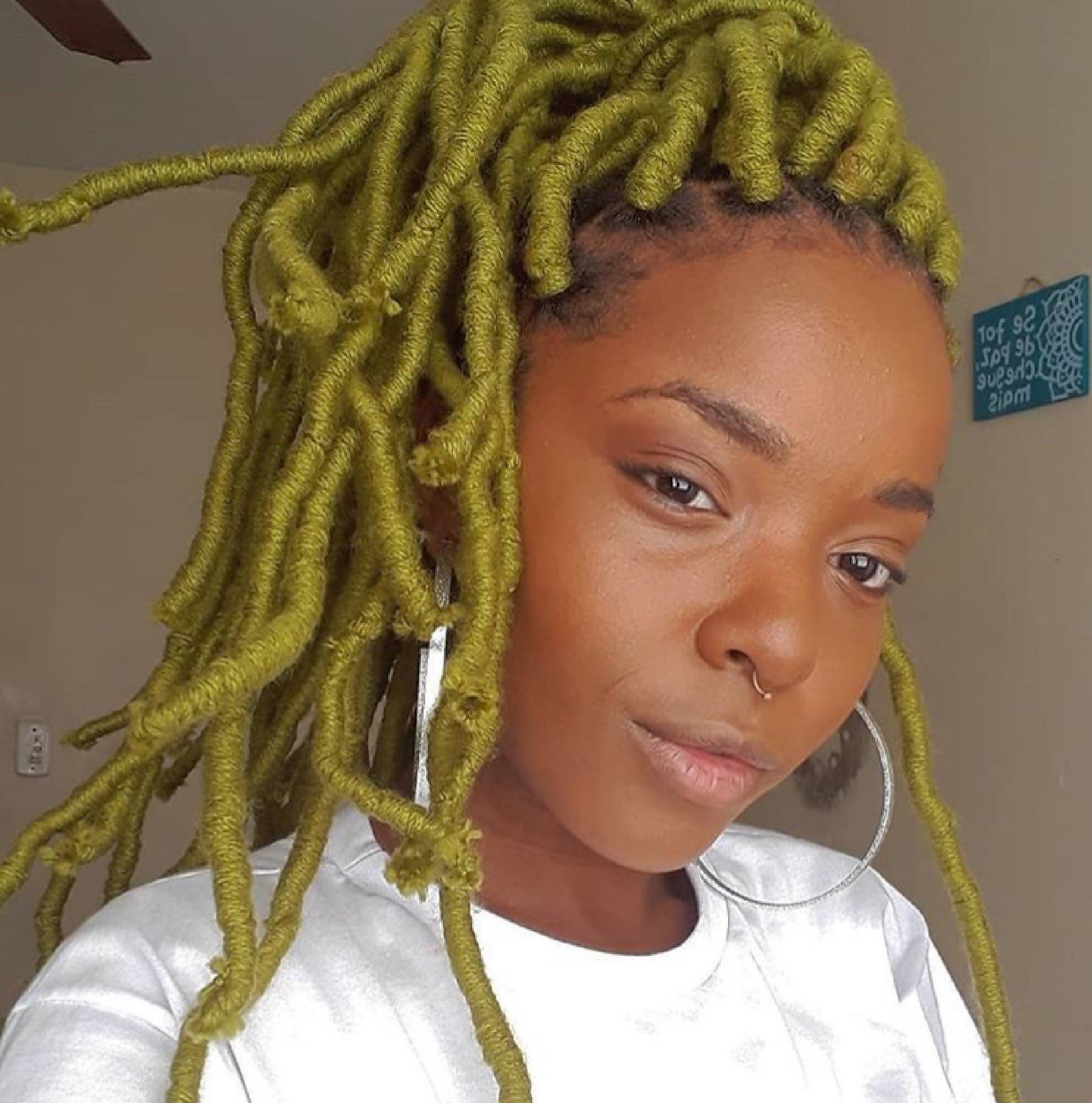 Dreads de lã compridos na cor verde