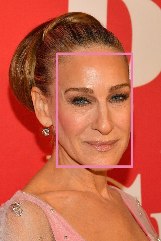 atriz sarah jessica parker rosto retangular ou oblongo