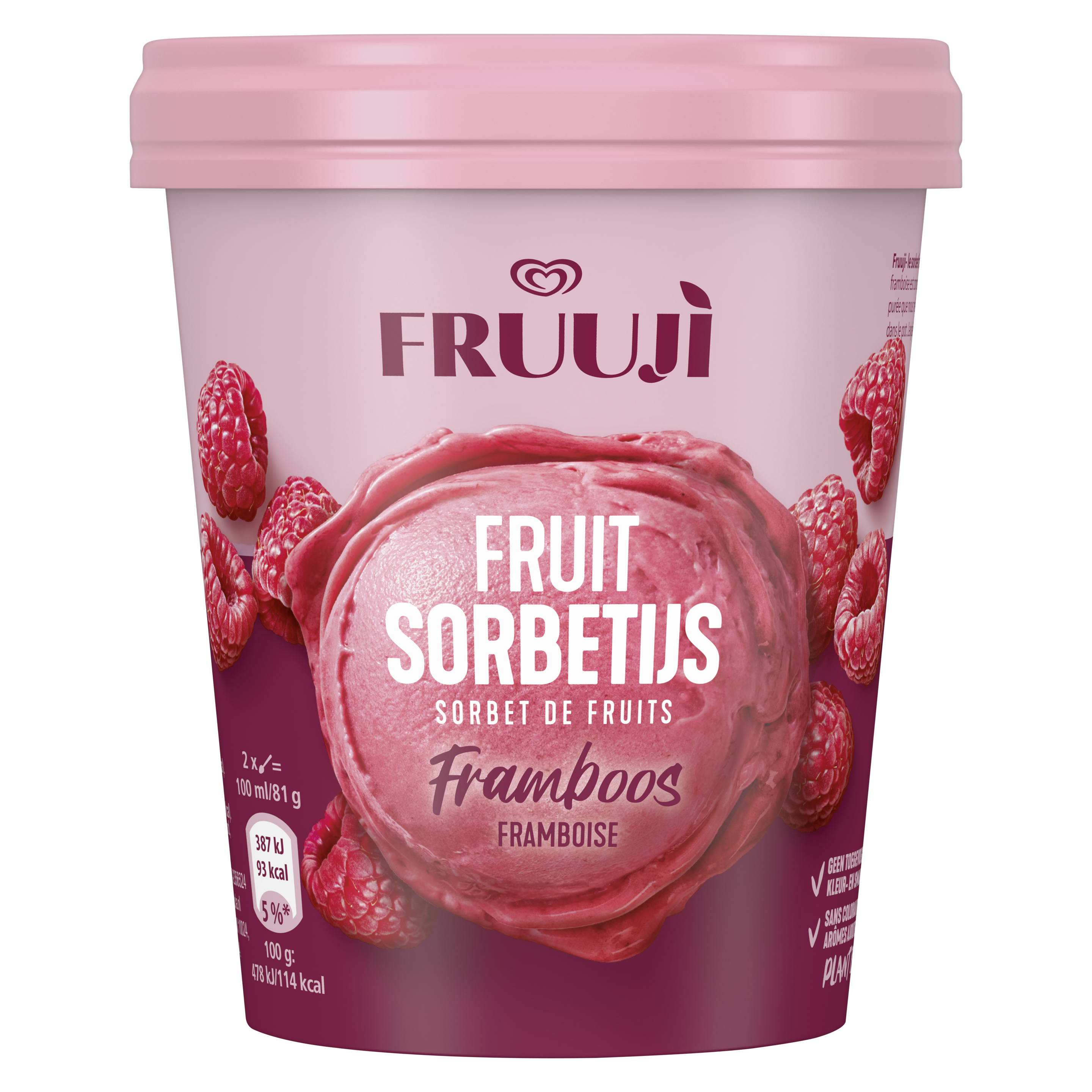 OLA Fruuji sorbetijs framboos pint packshot