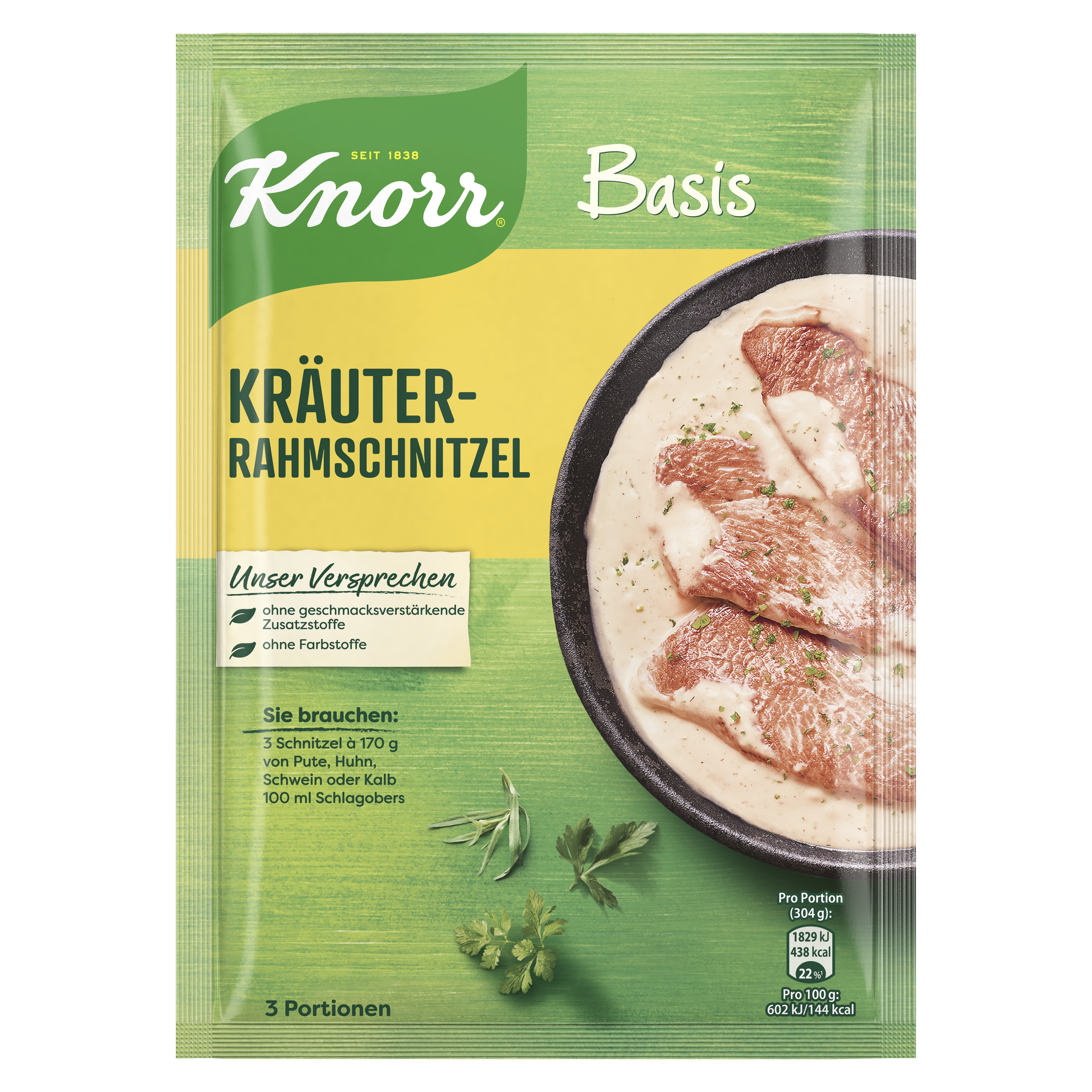 Knorr Basis Kräuter-Rahmschnitzel 3 Portionen
