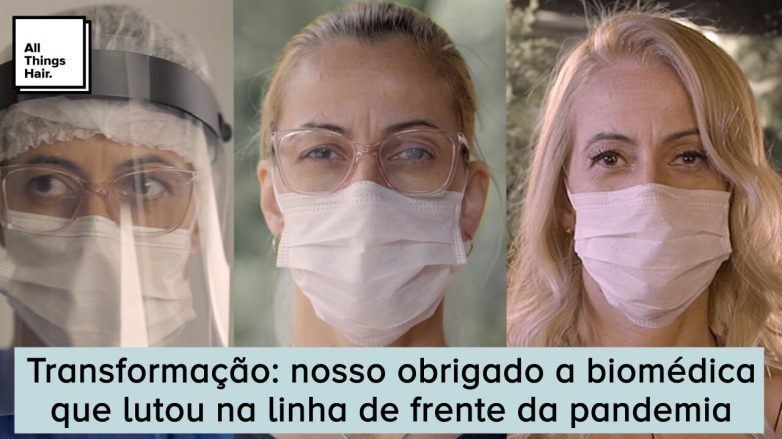 Foto da biomédica Carla antes e depois da transformação de final de ano