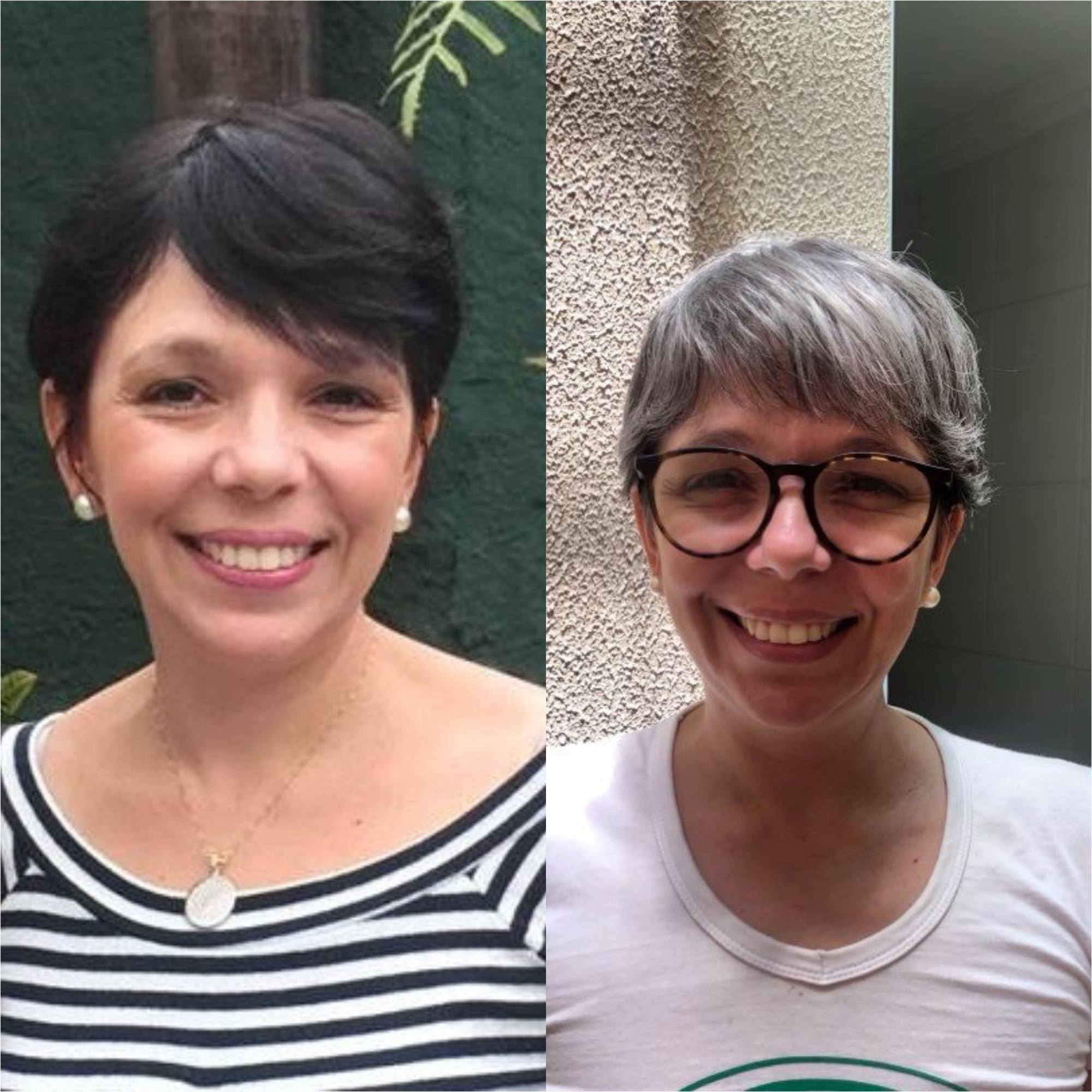 Antes e depois de mulher que assumiu os cabelos grisalhos