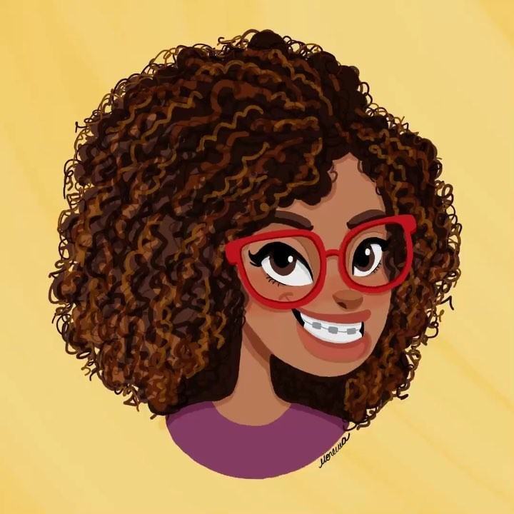 Ilustração de mulher com cabelo cacheado
