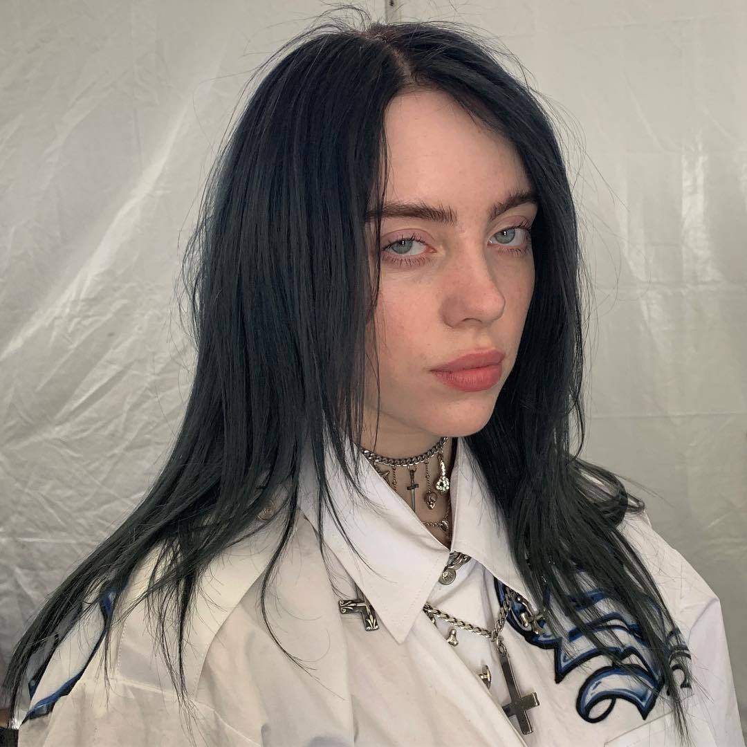 cantora billie eilish com cabelo castanho escuro