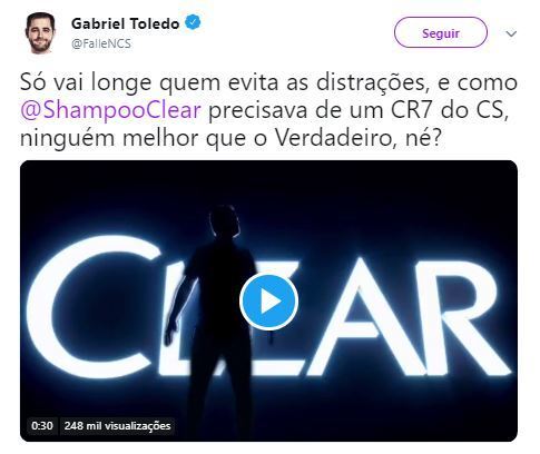Tweet do jogador FalleN para anunciar parceria com a Clear