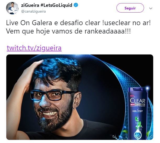 O jogador ZiGueira convida seus fãs para jogar partida no Desafio Clear