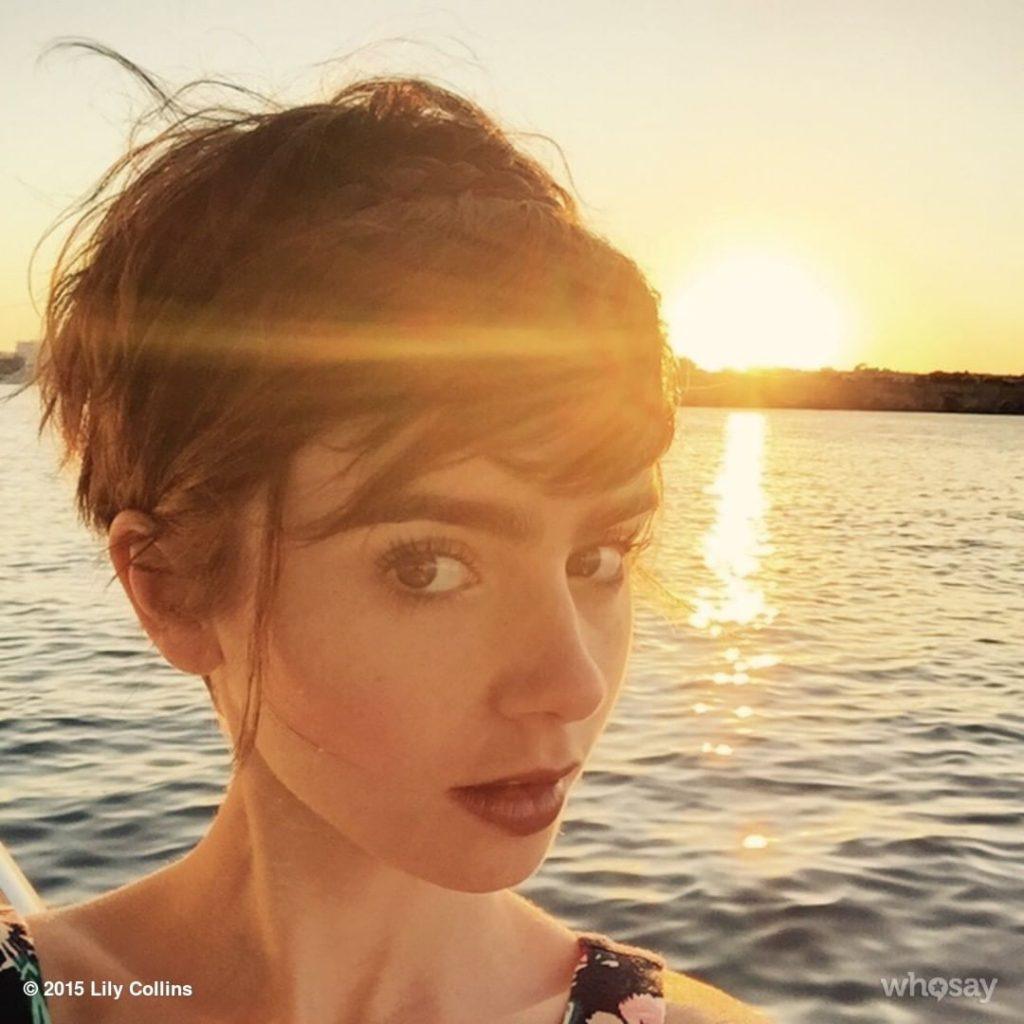 cabelo lily collins pixie
