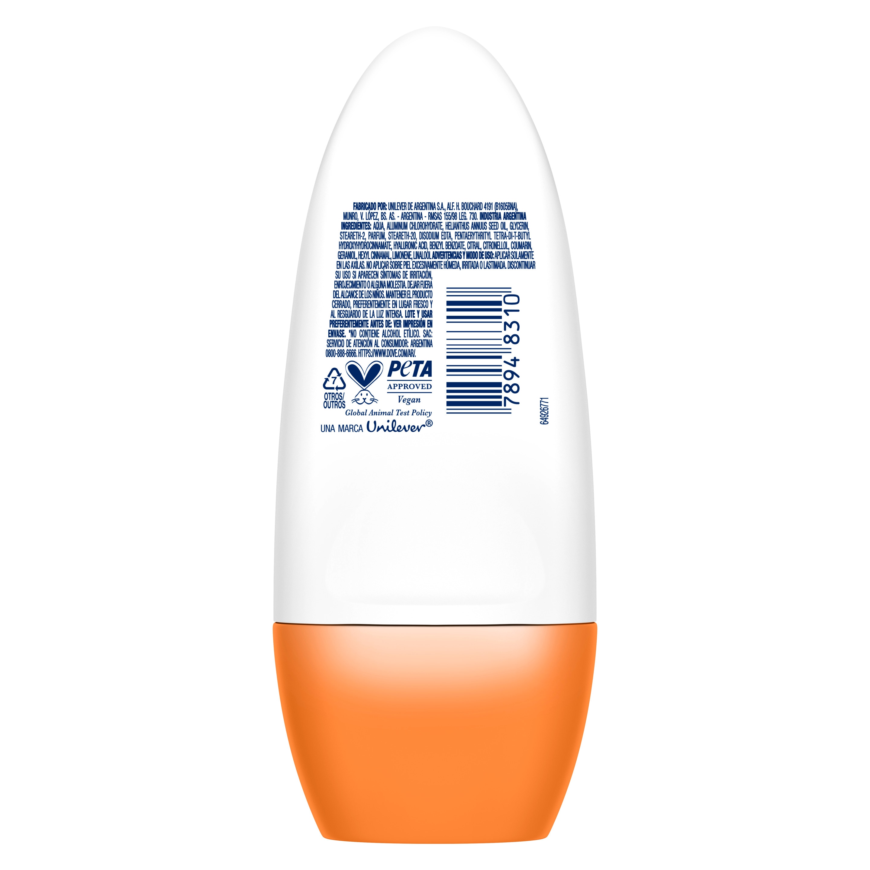 Antitranspirante en Roll On Dove Fresh Care Durazno y Leche de Arroz