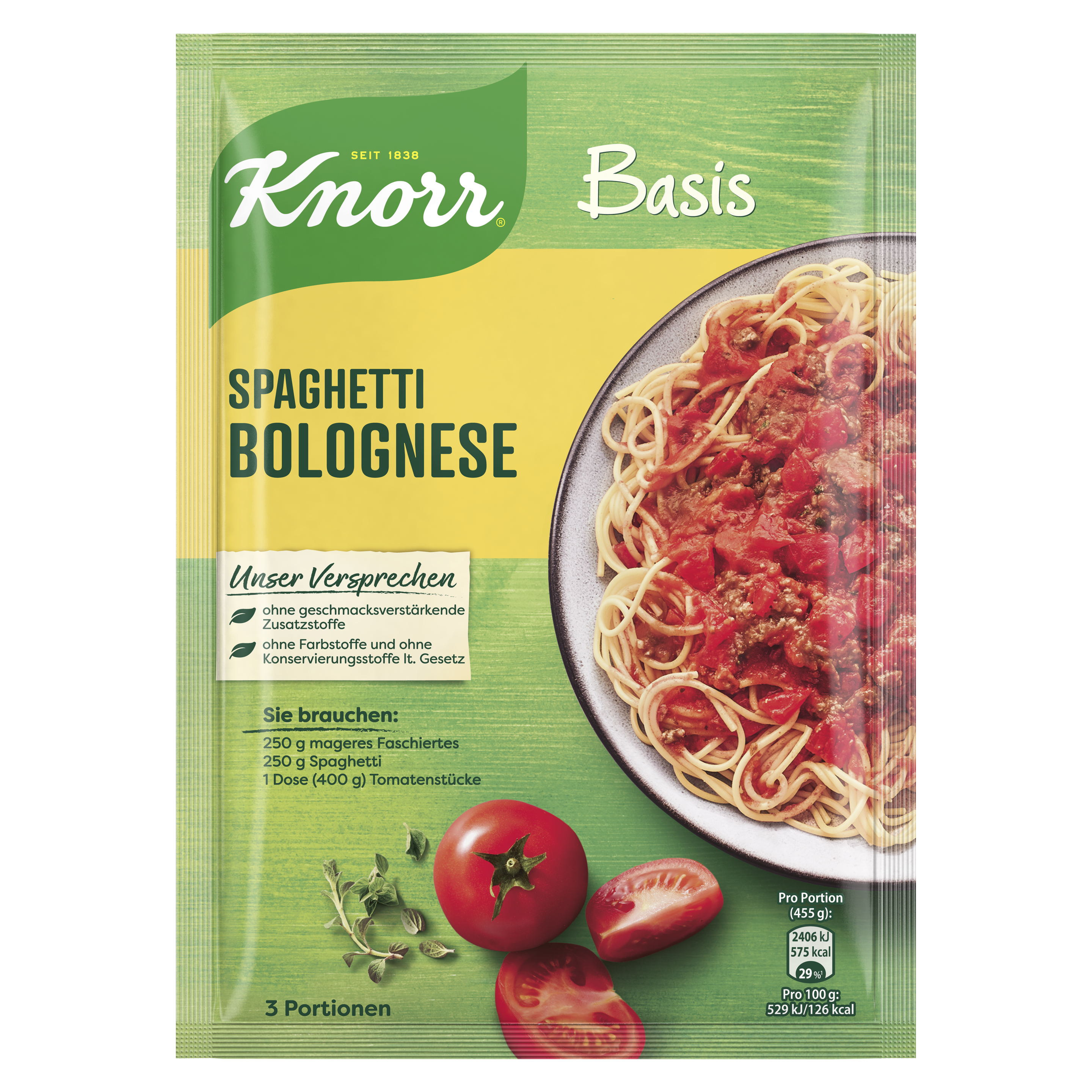 Knorr Basis Spaghetti Bolognese- typisch Italienisch 3 Portionen packshot