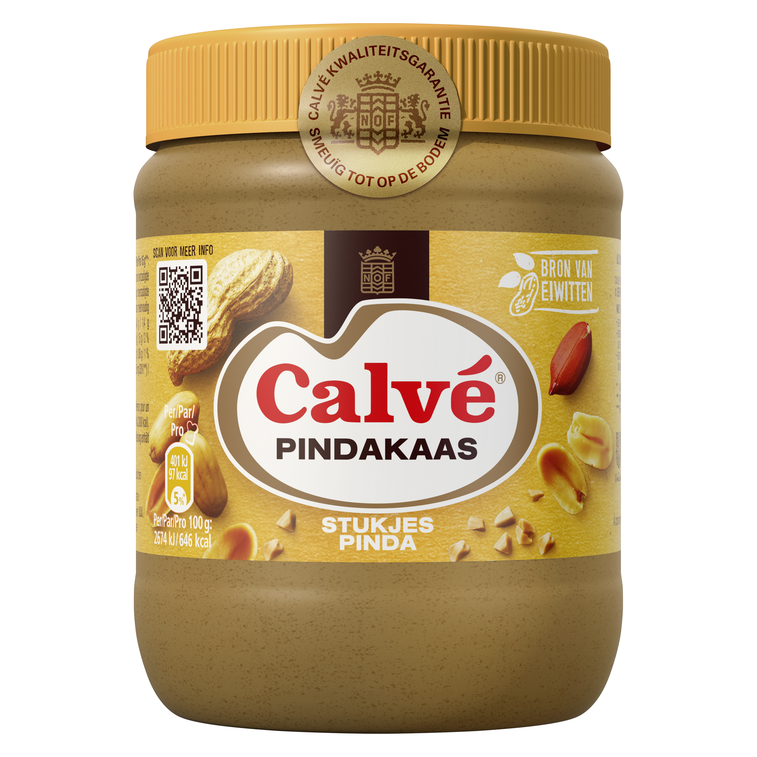 Calve Pindakaas met stukjes pinda 350 g packshot