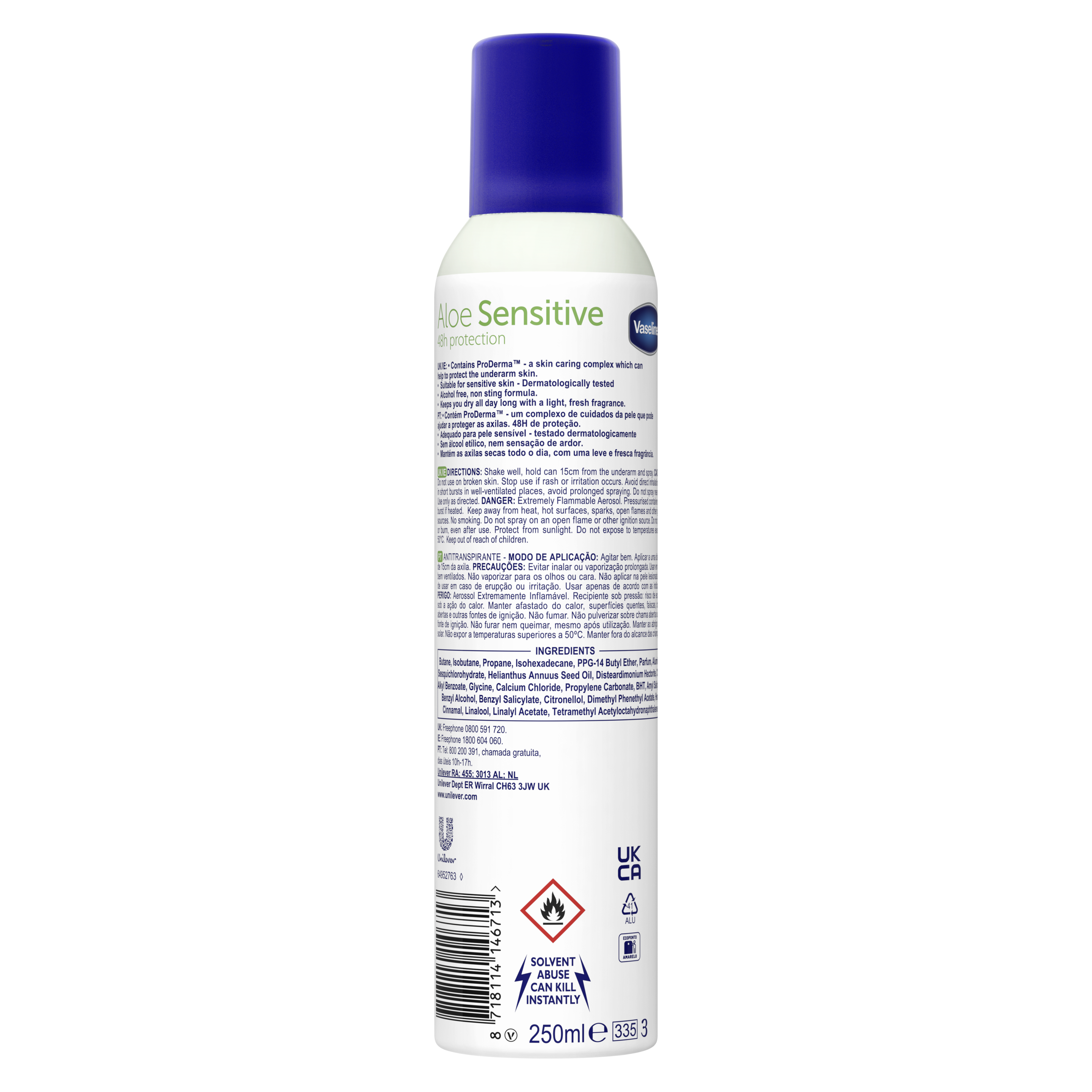 Vaseline Aloe Sensitive Anti-Perspirant 250 ML
