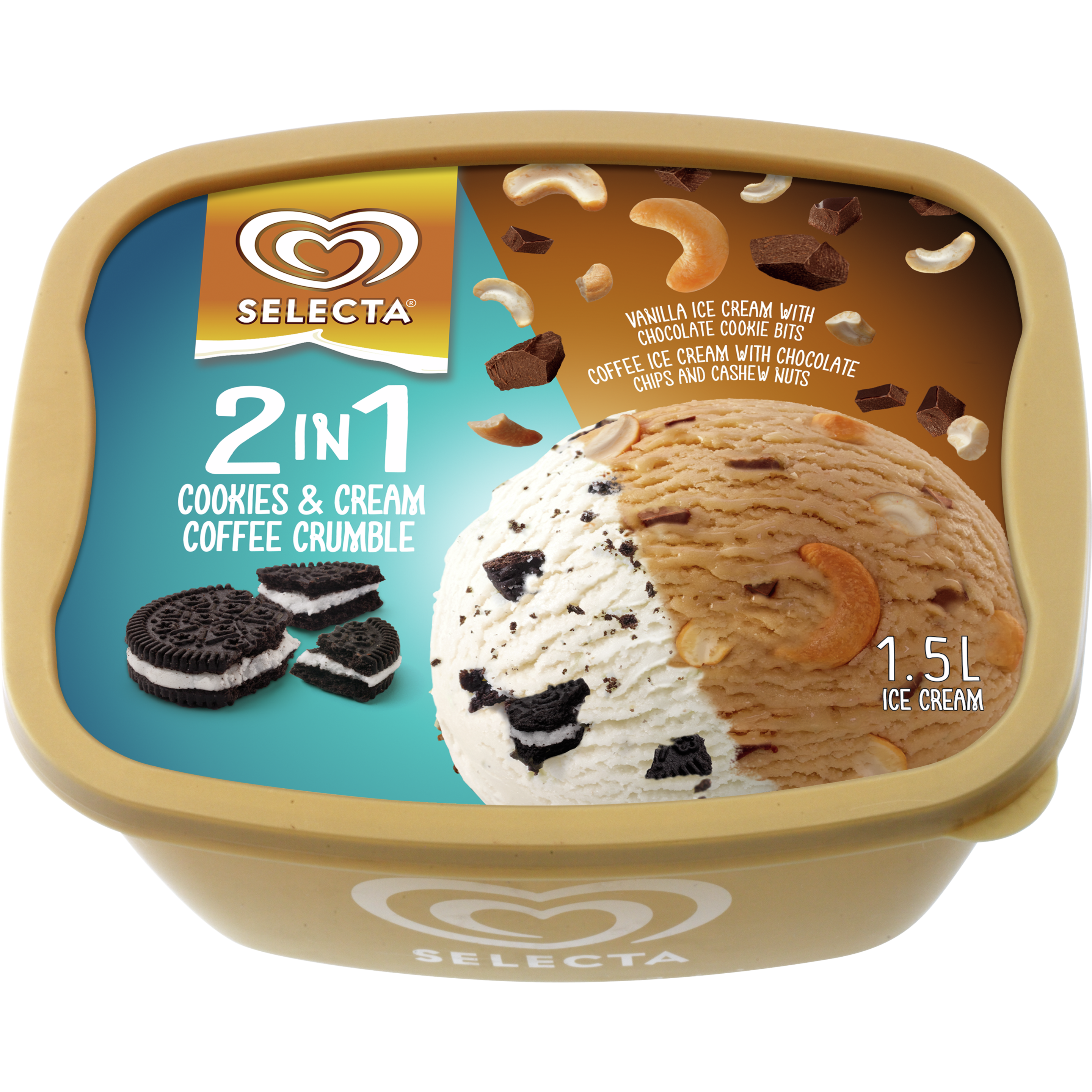Selecta 2-In-1 Coffee Crumble + Cookies & Cream Ice Cream 1
