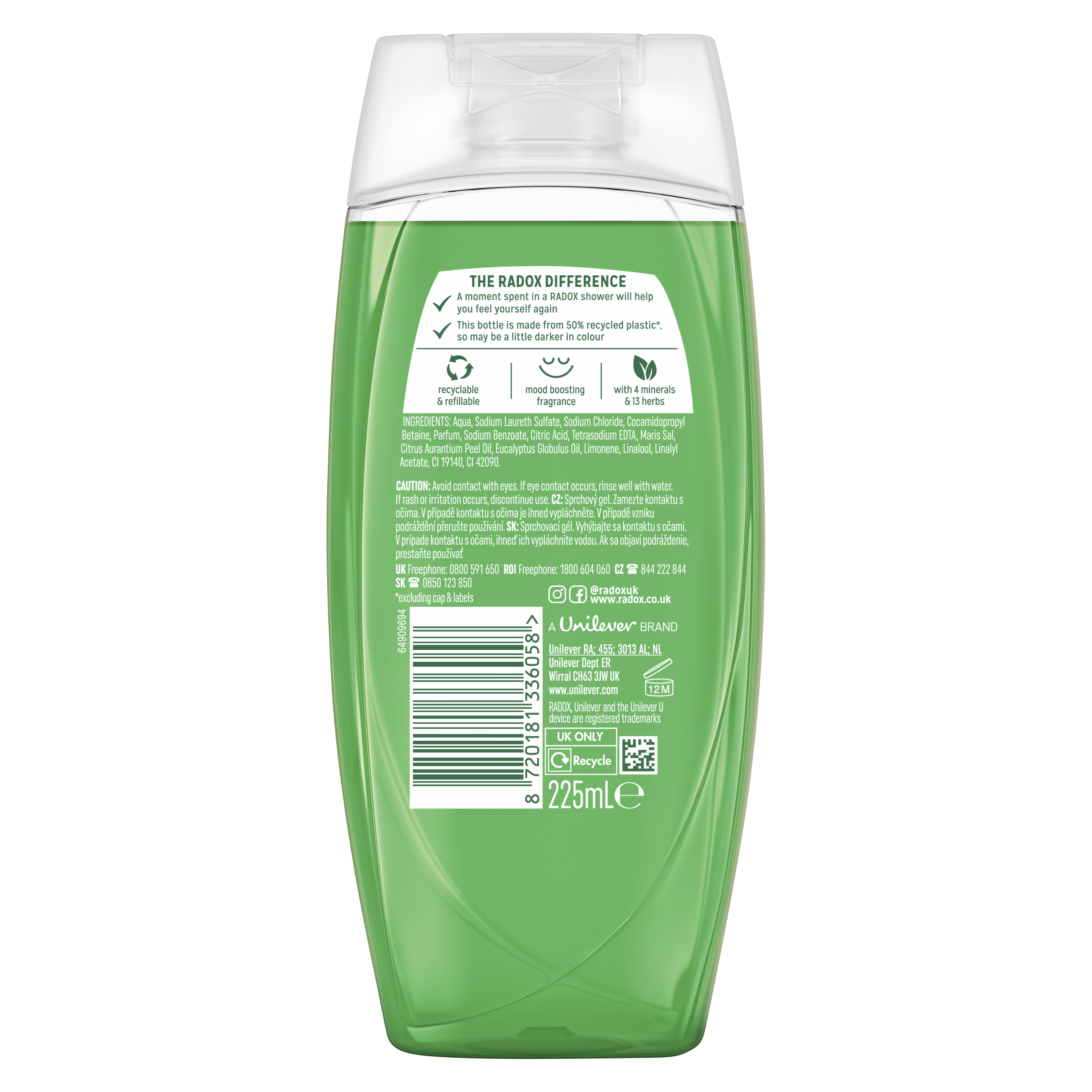 Radox Feel Refreshed Shower Gel 225ml with Eucalyptus & Citrus