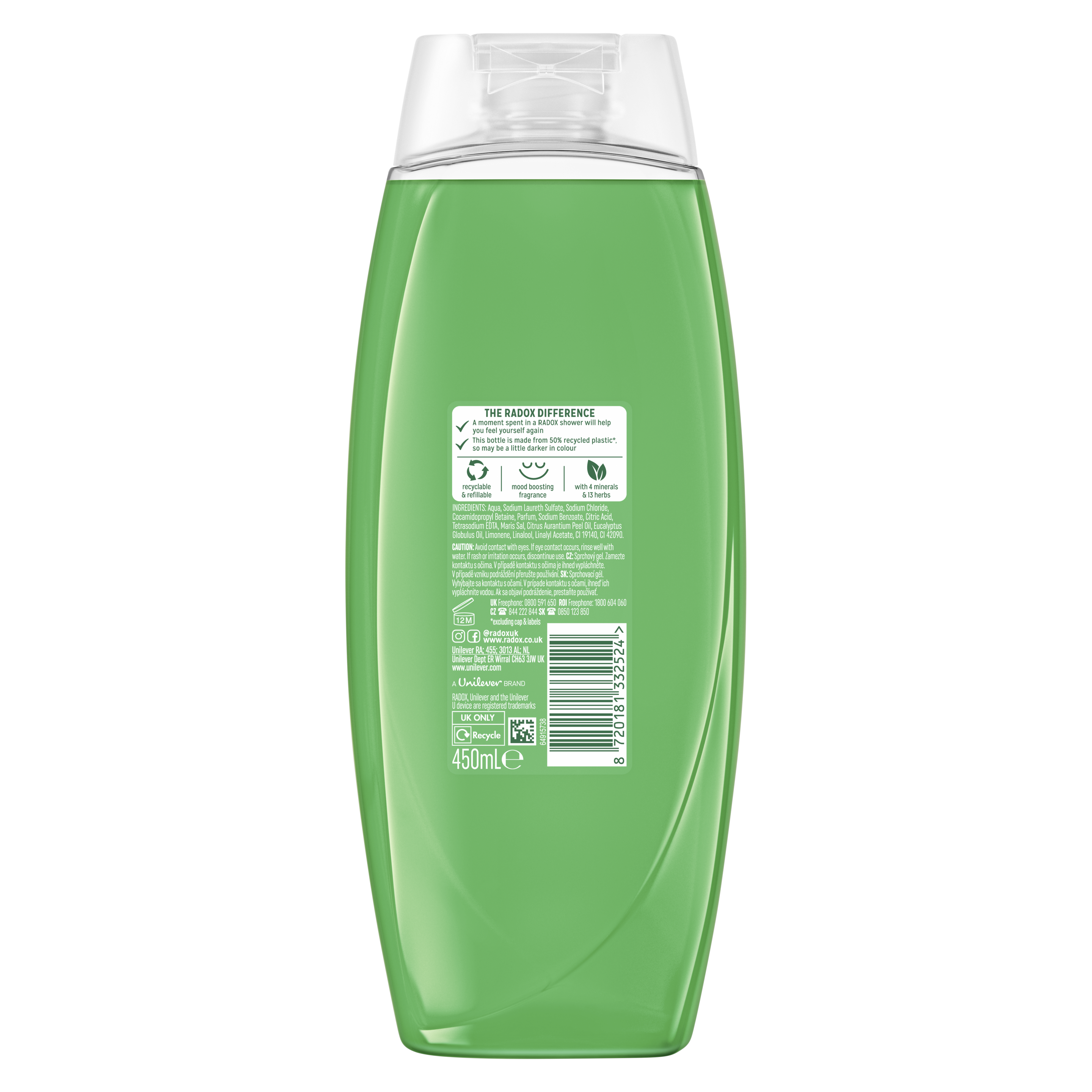 Radox Feel Refreshed Shower Gel 225ml with Eucalyptus & Citrus