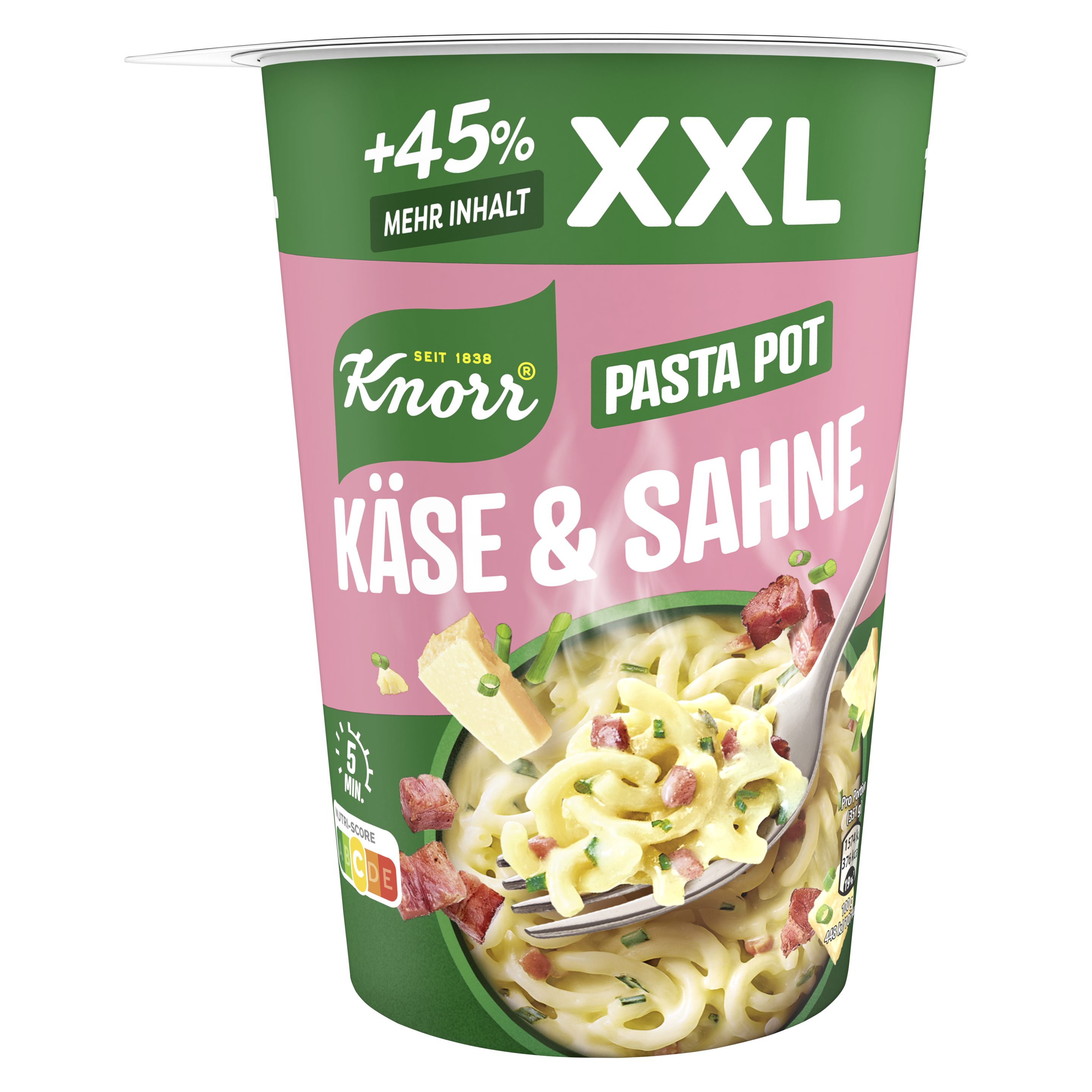 Knorr Pasta Snack Big Pot Kaese Sahne Sauce 92g packshot