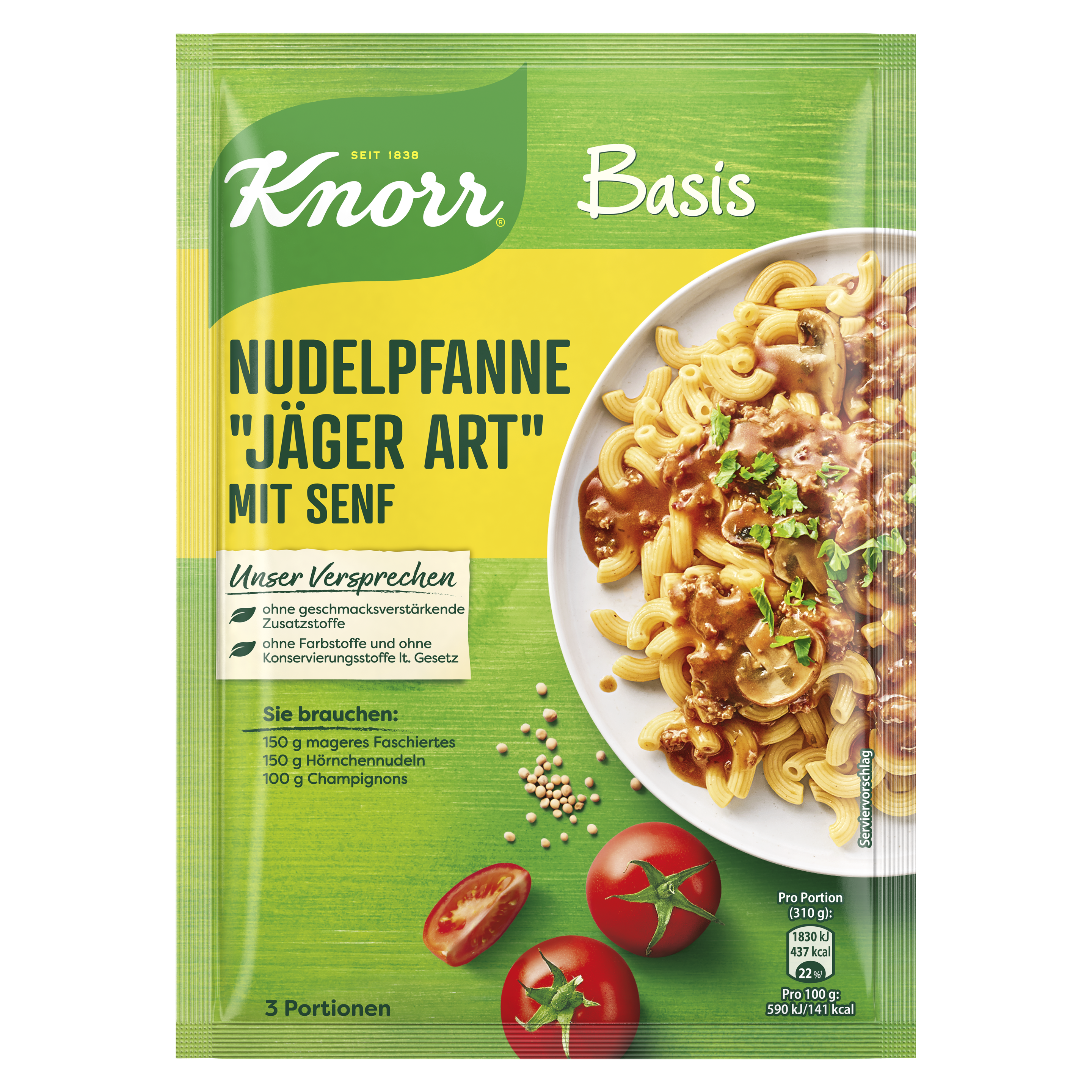 Knorr Basis Nudelpfanne "Jäger Art" 3 Portionen