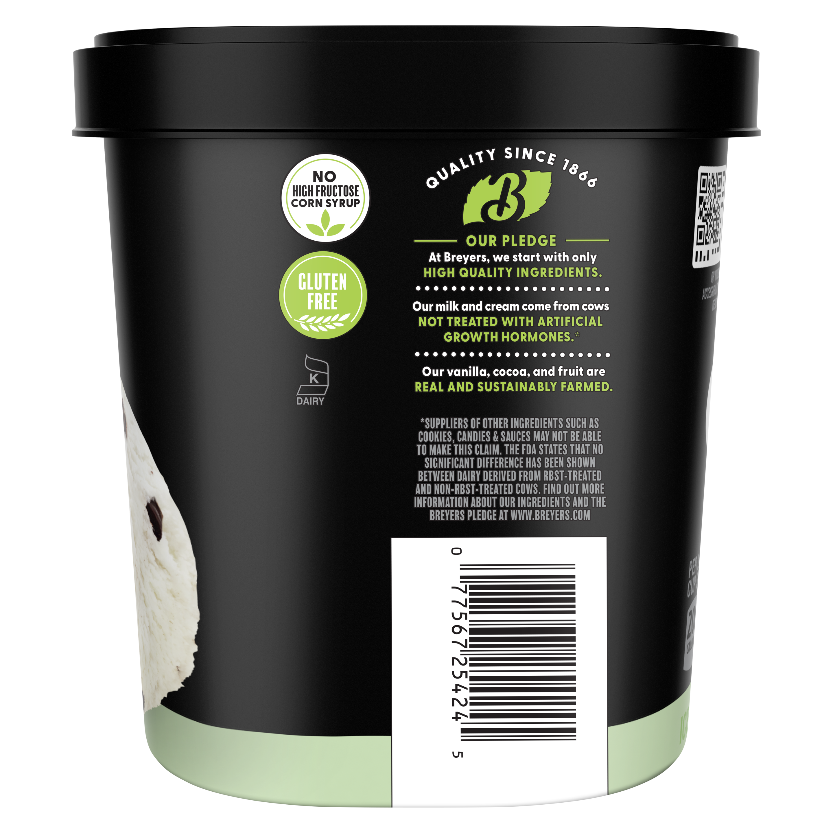 Imagen que muestra el lateral del envase con diversas afirmaciones sobre el producto.