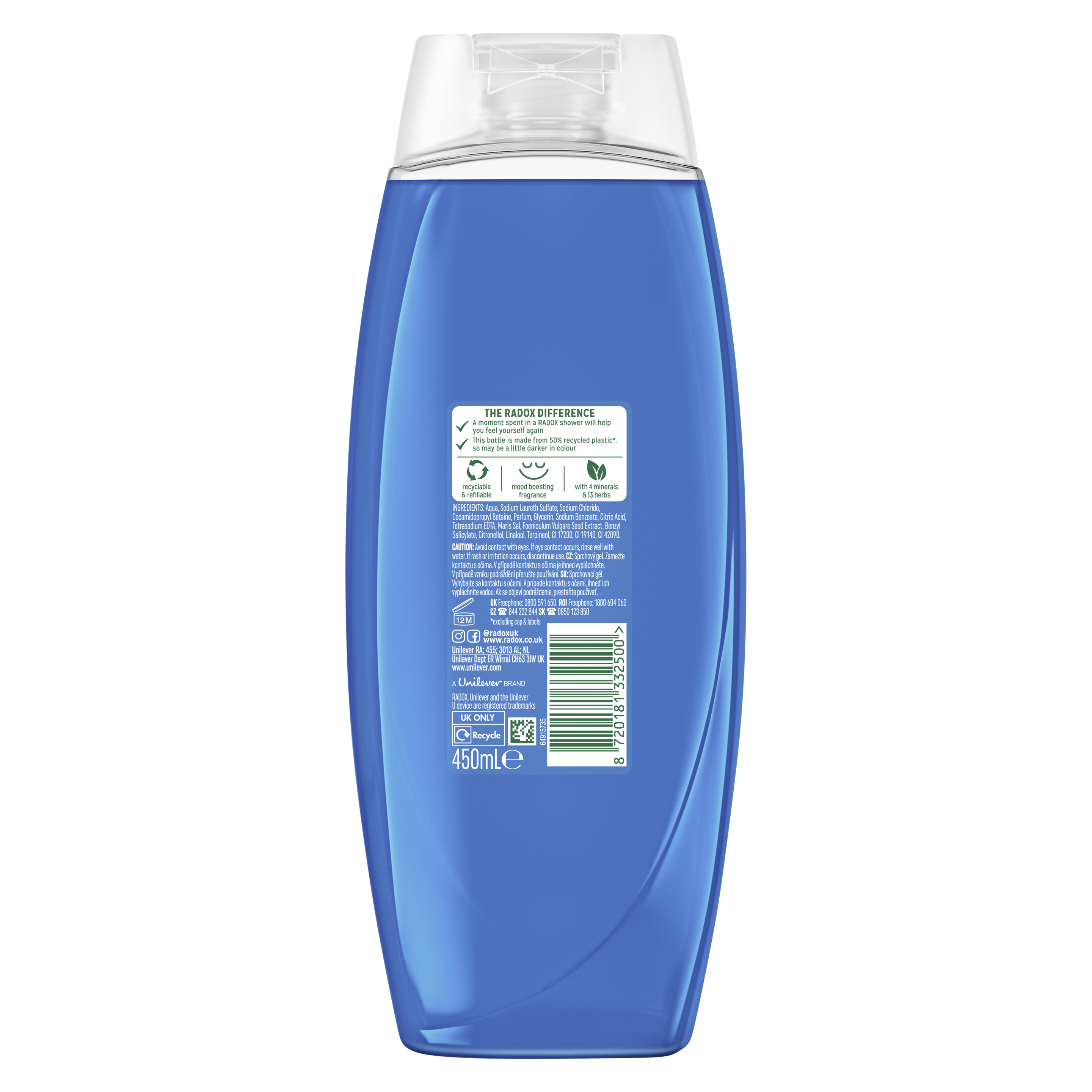 Radox Feel Awake 2-in-1 Shower Gel 225ml with Sea Minerals & Fennel