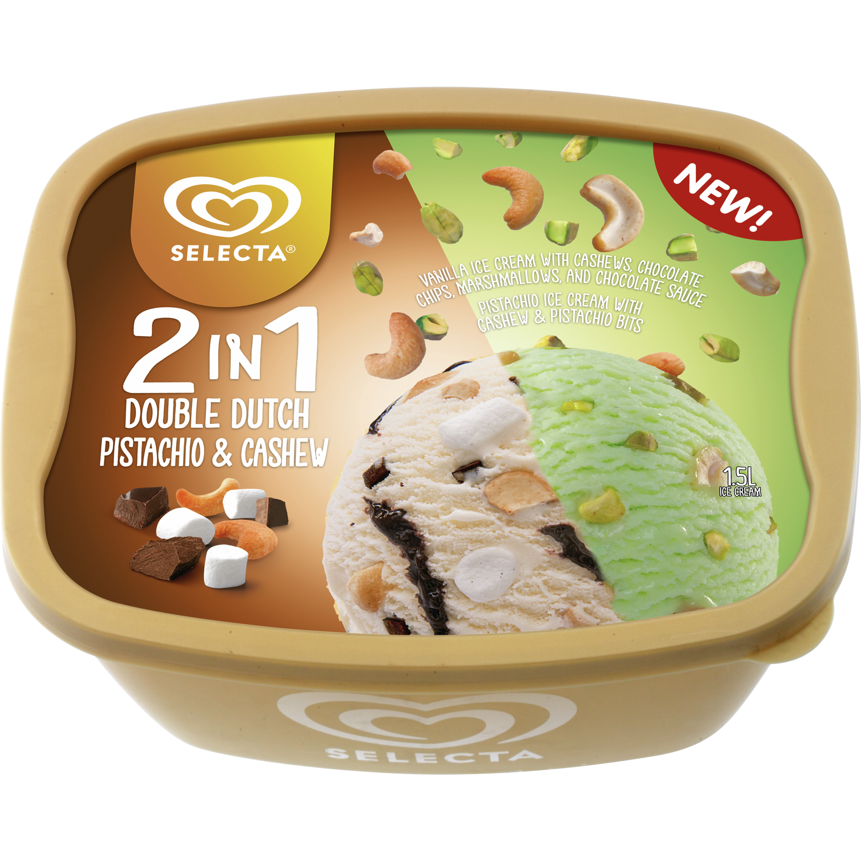 Selecta 2-In-1 Pistachio & Cashew + Double Dutch Ice Cream 1